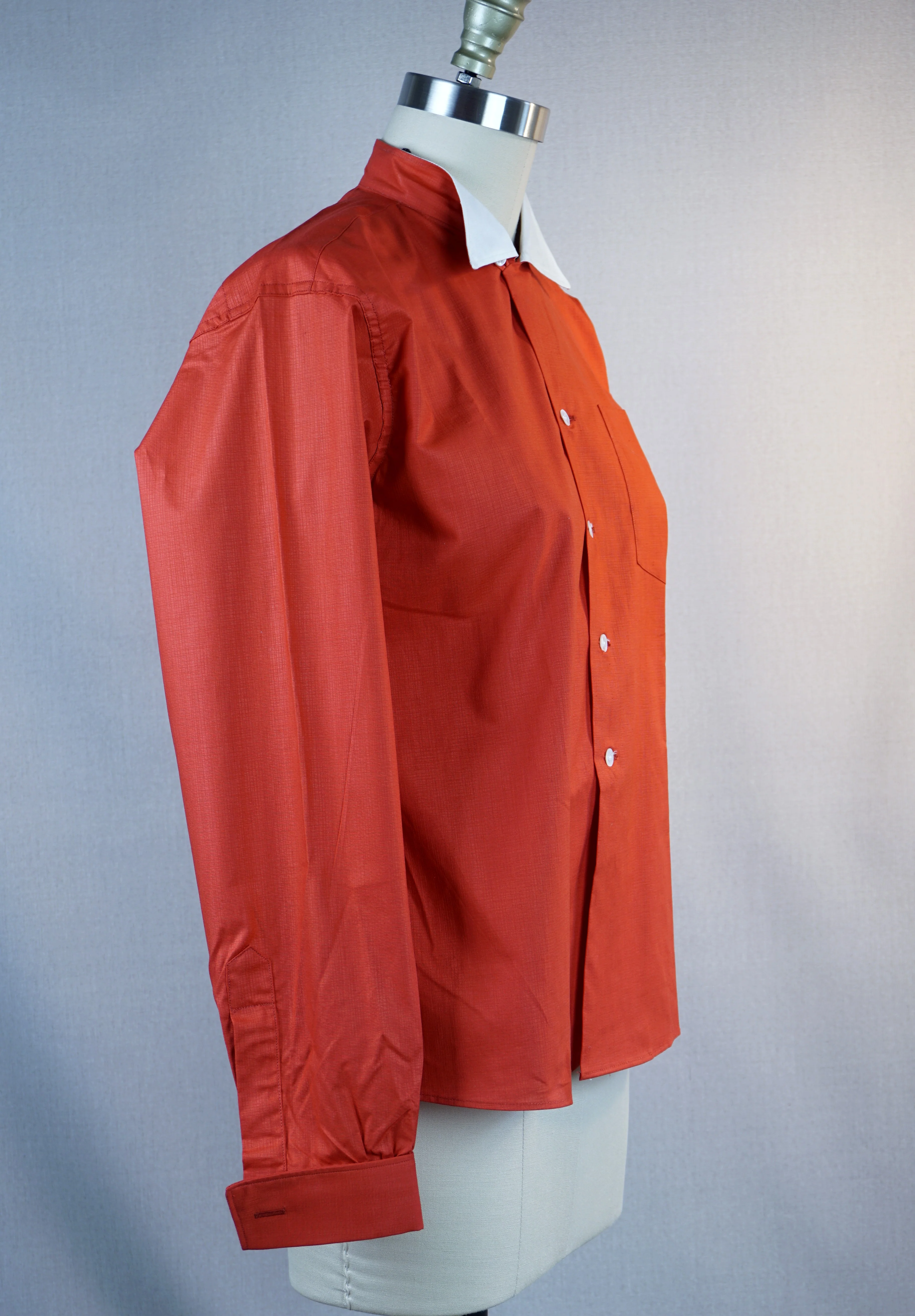 50s/60s Vtg Red Cotton Tuxedo Shirt By Shapely Classic - Image 6