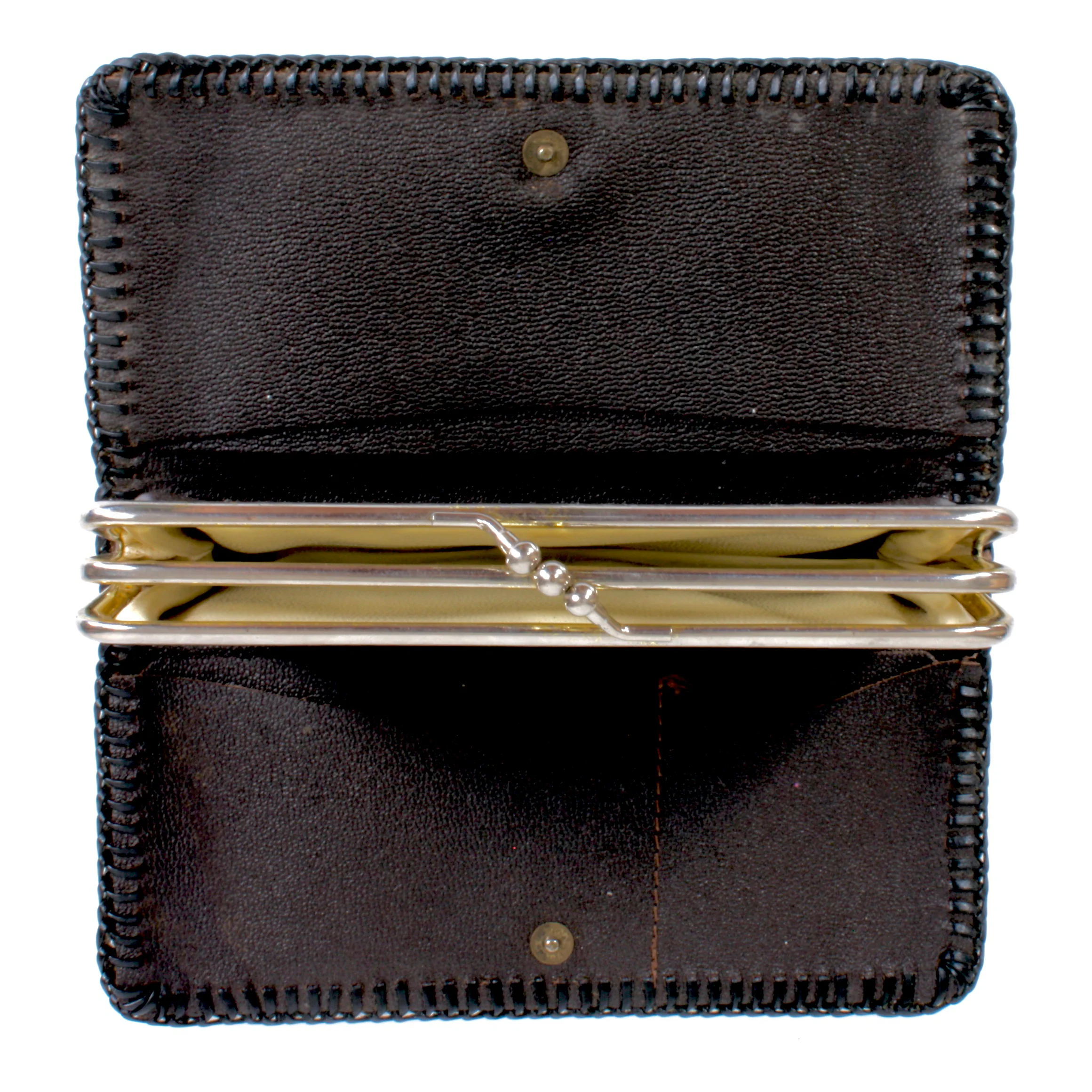 50s/60s Whisky Brown Black Tooled Leather Wallet Western - Image 4