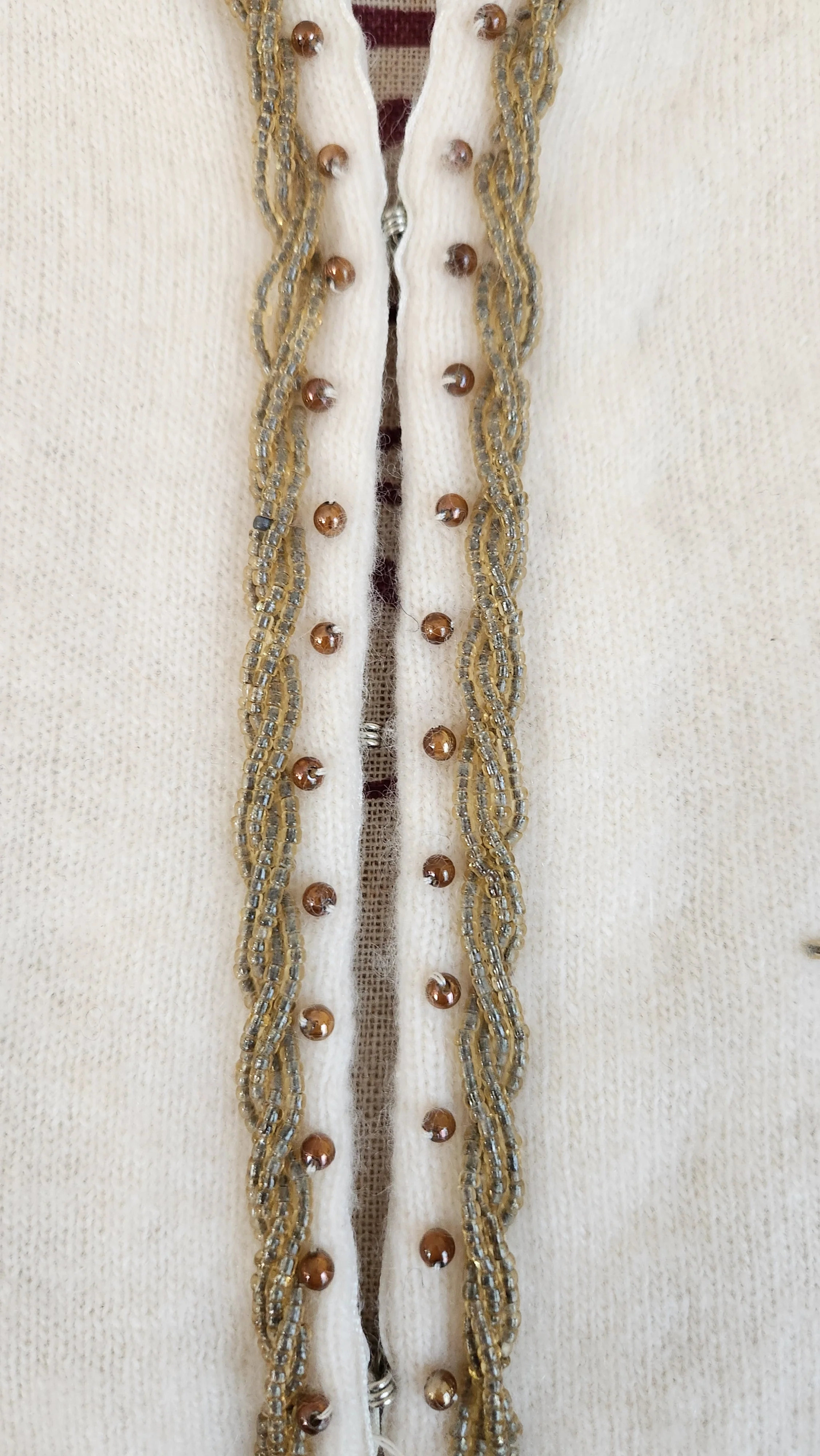 50s/60s White Beaded Cashmere Cardigan Sweater By Mark S. Hung - Image 5