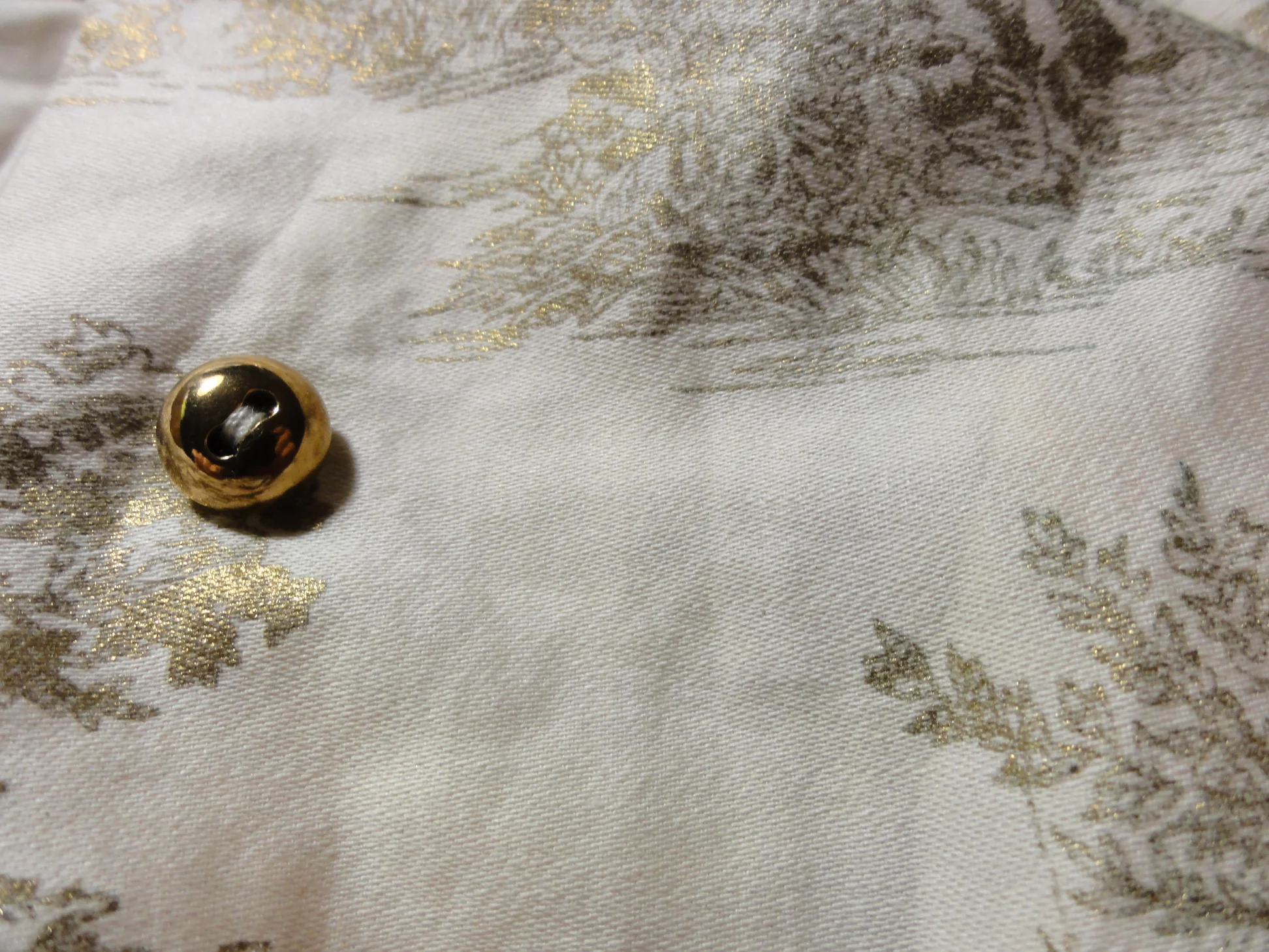 50s/60s Wiggle Dress Gold Toile Print Sheath Extra Small - Image 11