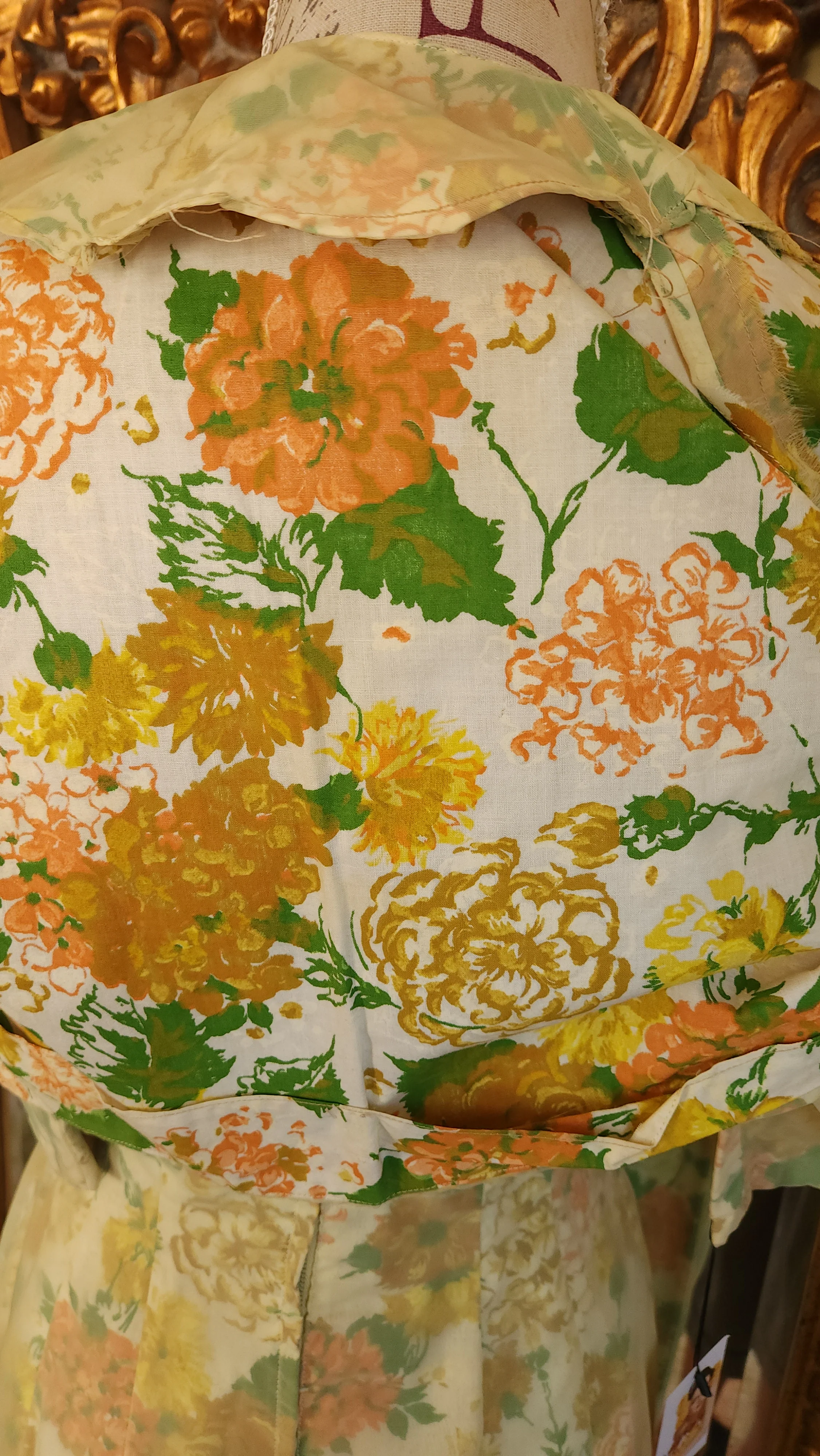 50s/60s Yellow Floral Chiffon Wiggle Dress And Jacket - Image 9