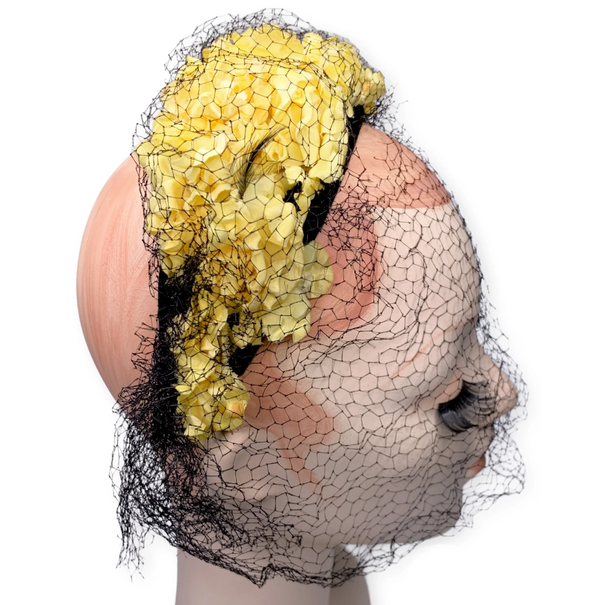 50s/60s Yellow Flower Halo Headband Headache Hat - Image 3