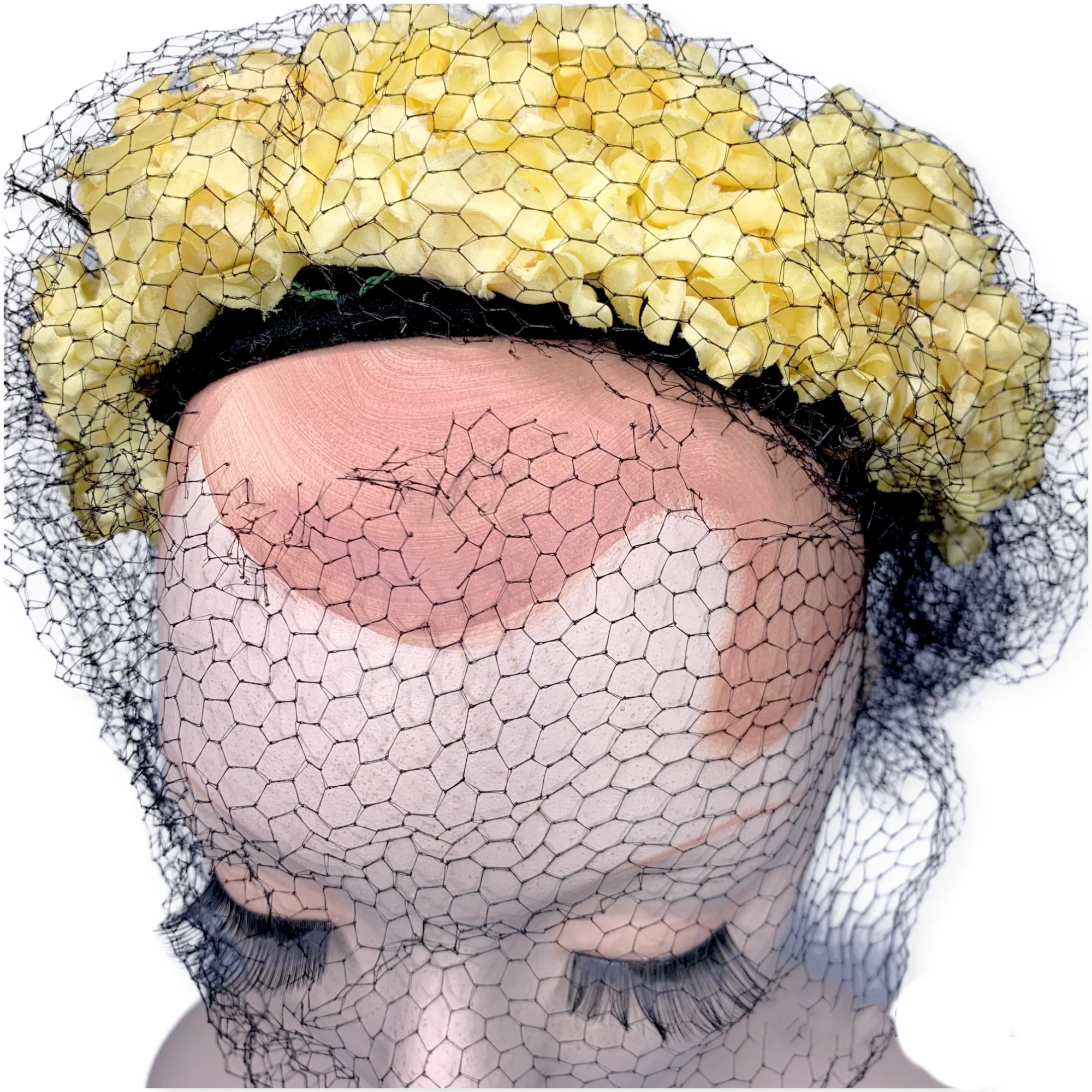 50s/60s Yellow Flower Halo Headband Headache Hat - Image 5