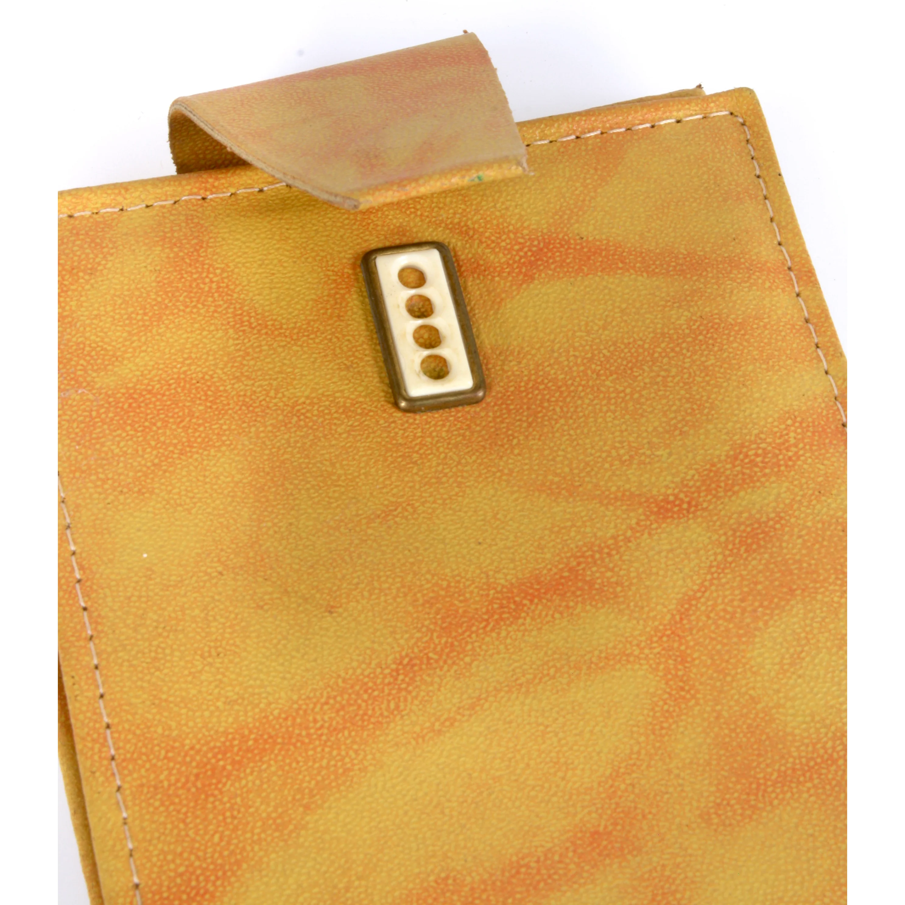50s/60s Yellow Orange Marbled Leather Wallet Mcm By Amity - Image 5