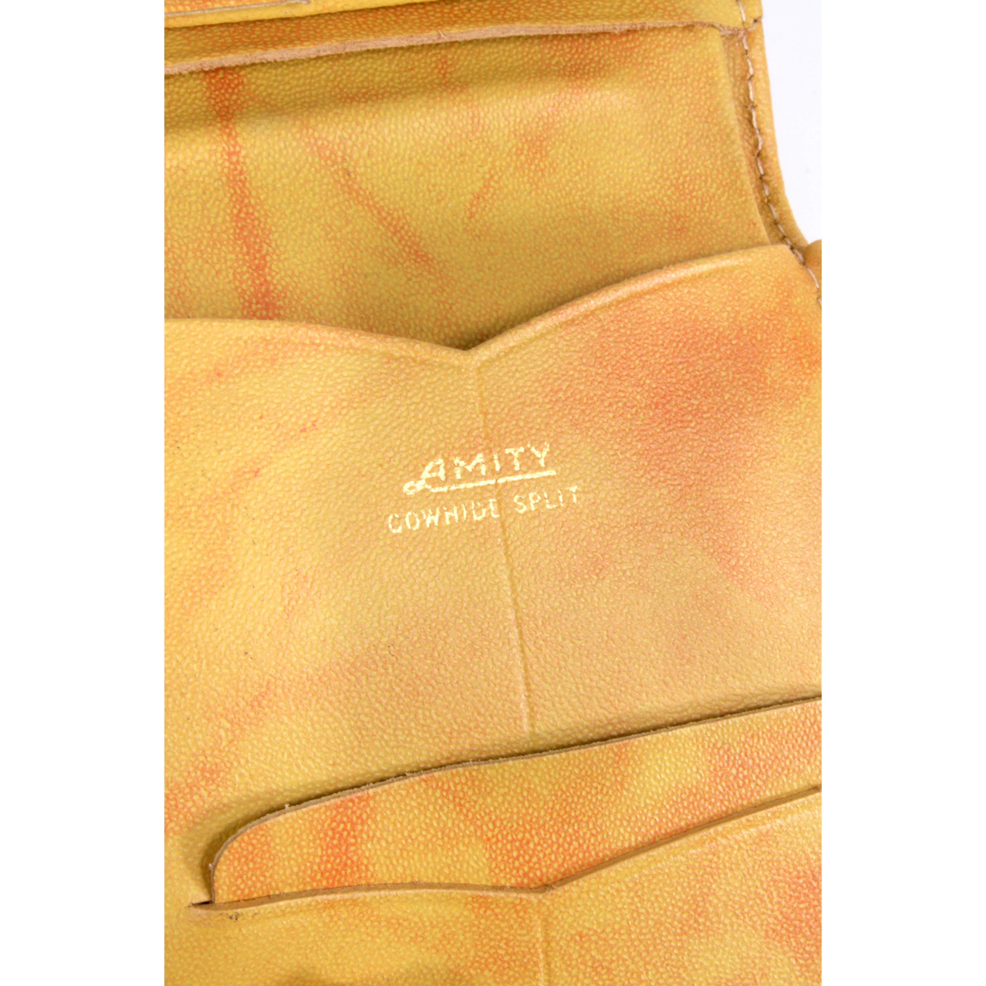 50s/60s Yellow Orange Marbled Leather Wallet Mcm By Amity - Image 7