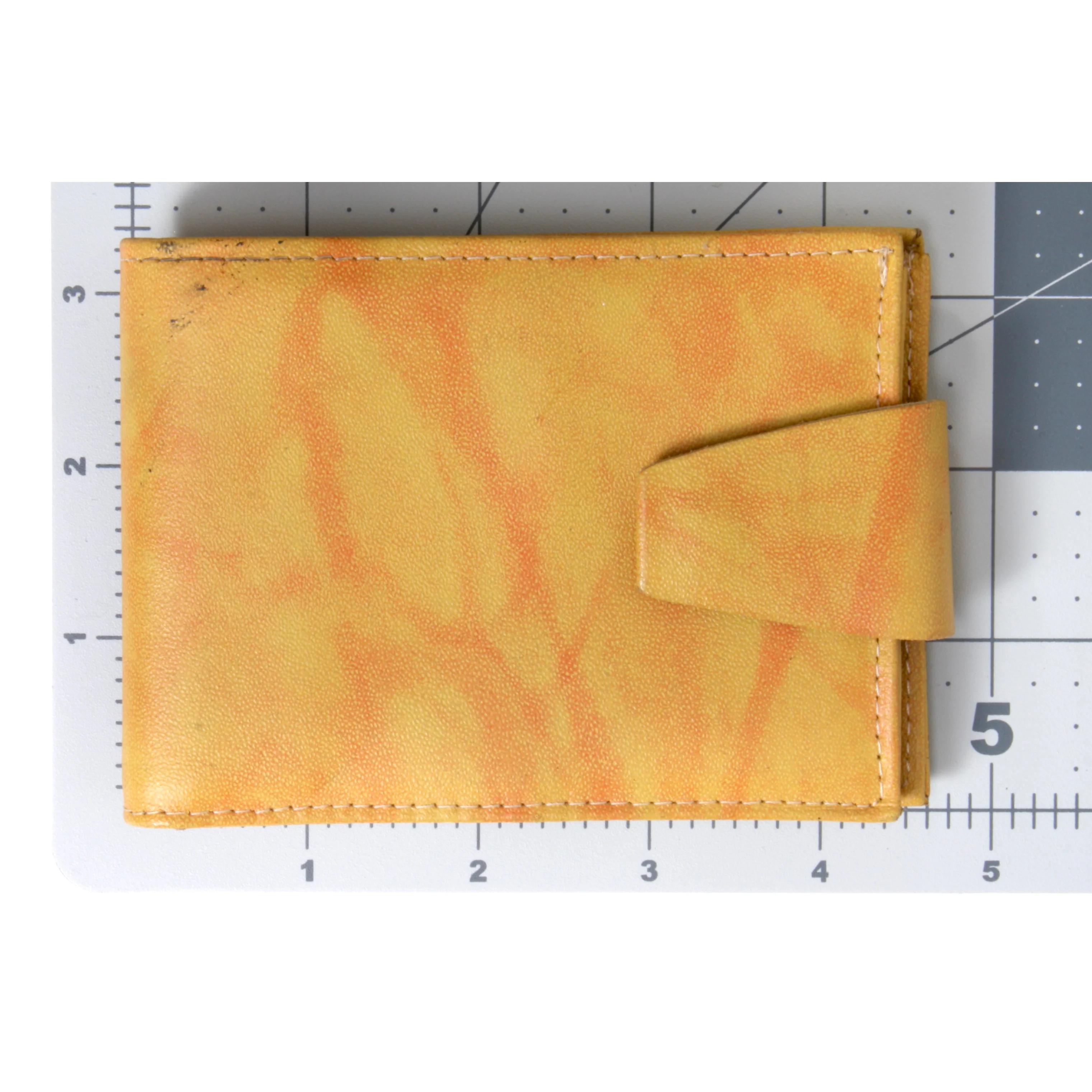 50s/60s Yellow Orange Marbled Leather Wallet Mcm By Amity - Image 8