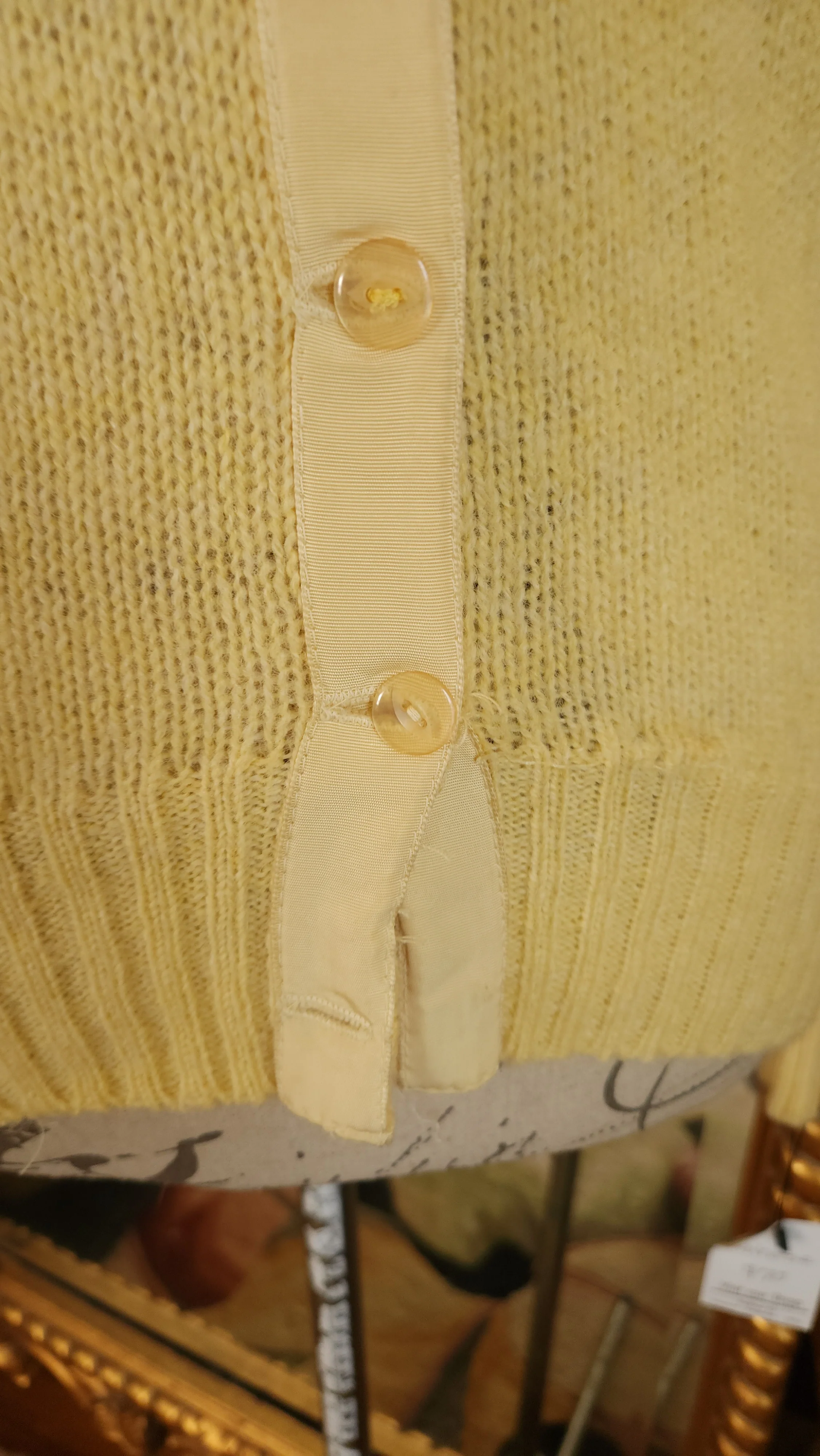 50s/60s Yellow Wool Cardigan With Seahorse Appliques By Lee Collins - Image 4