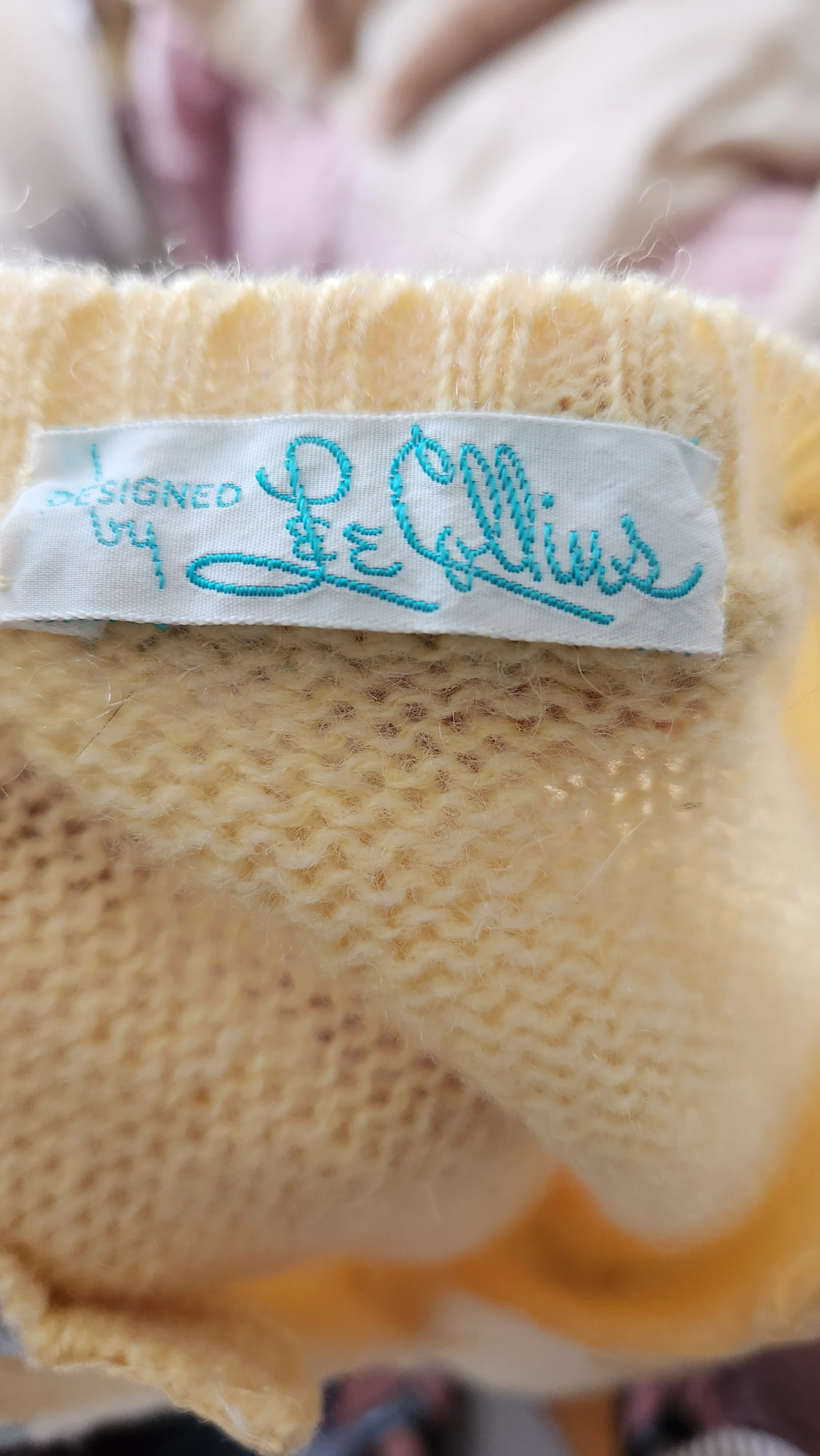 50s/60s Yellow Wool Cardigan With Seahorse Appliques By Lee Collins - Image 8