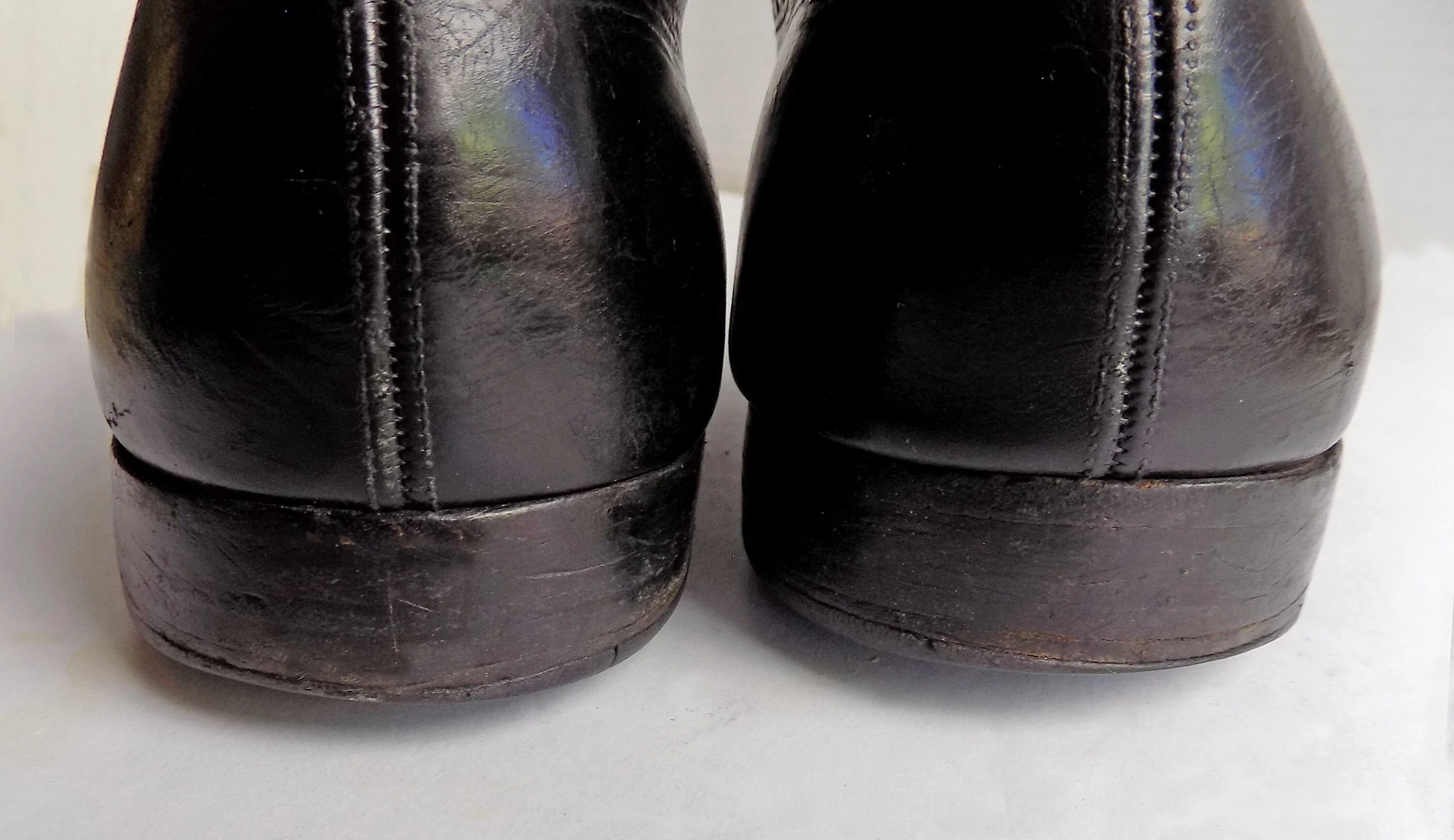 50s 70s Nunn Bush Wingtip Slip Ons Black Leather Loafers Elastic Pointy Shoes Winklepickers - Image 5