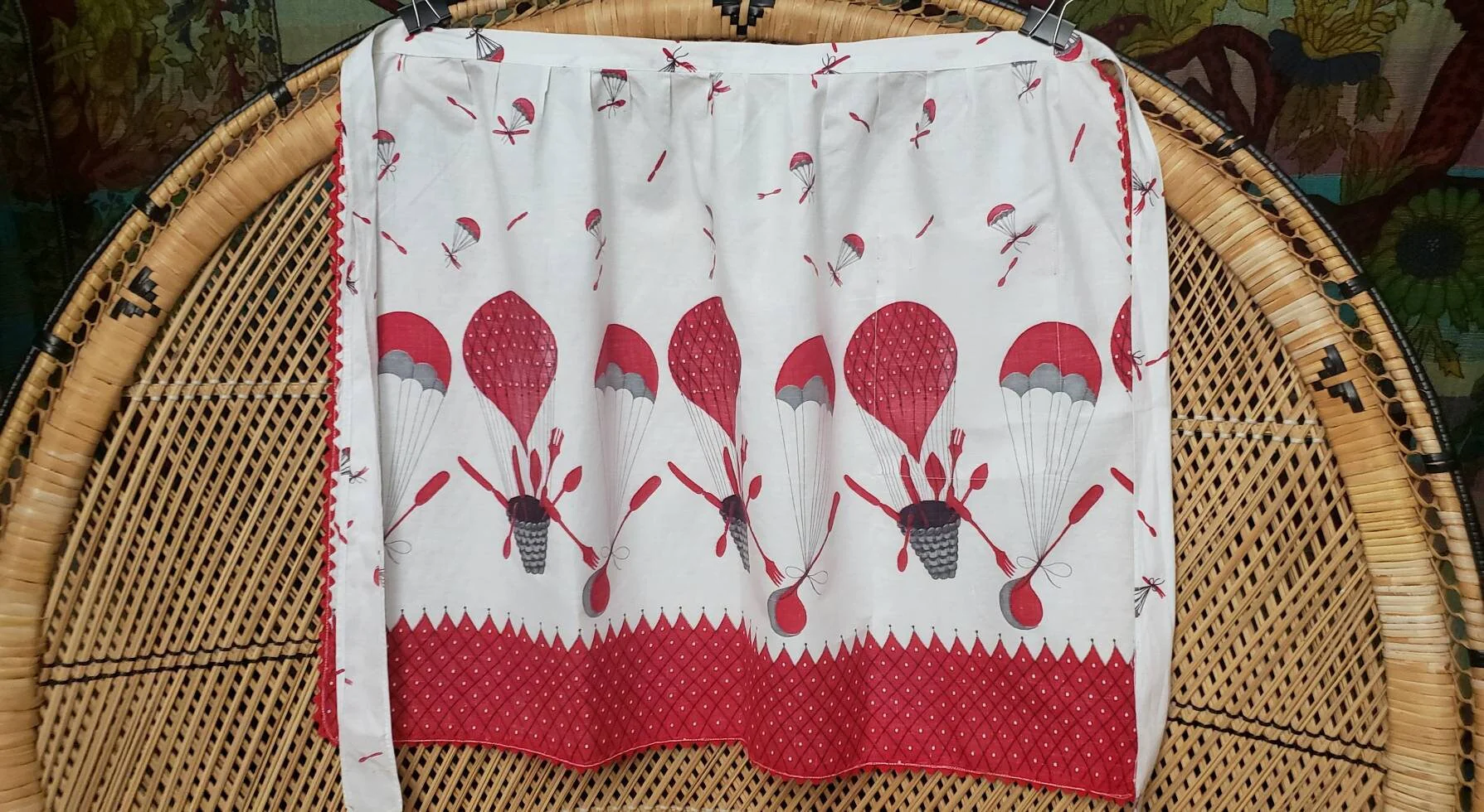 50s Air Balloons Apron Vintage Novelty Print - Image 7