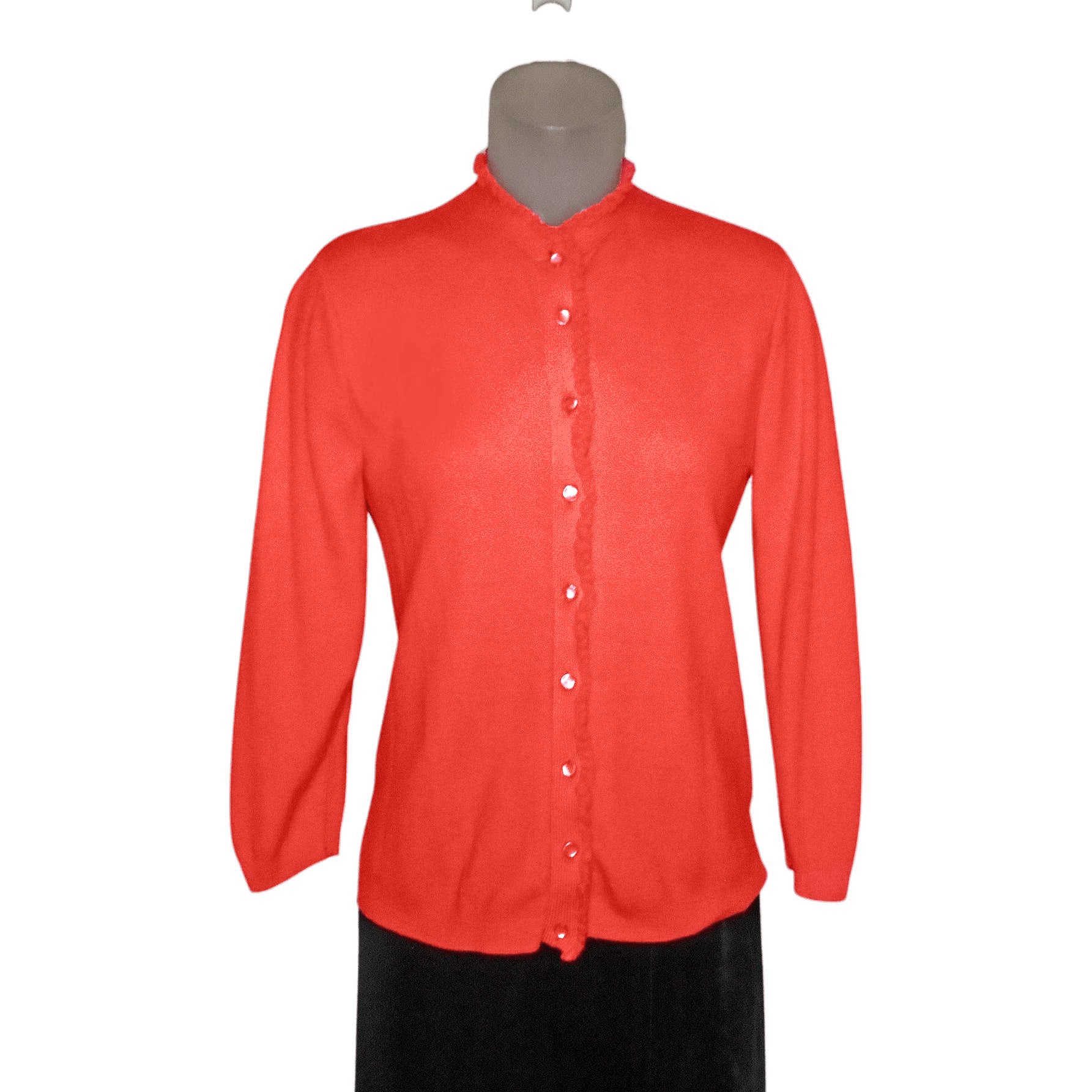 50s Ban Lon Knit Button Up Mock Neck Top By Bobbie Brooks - Image 8