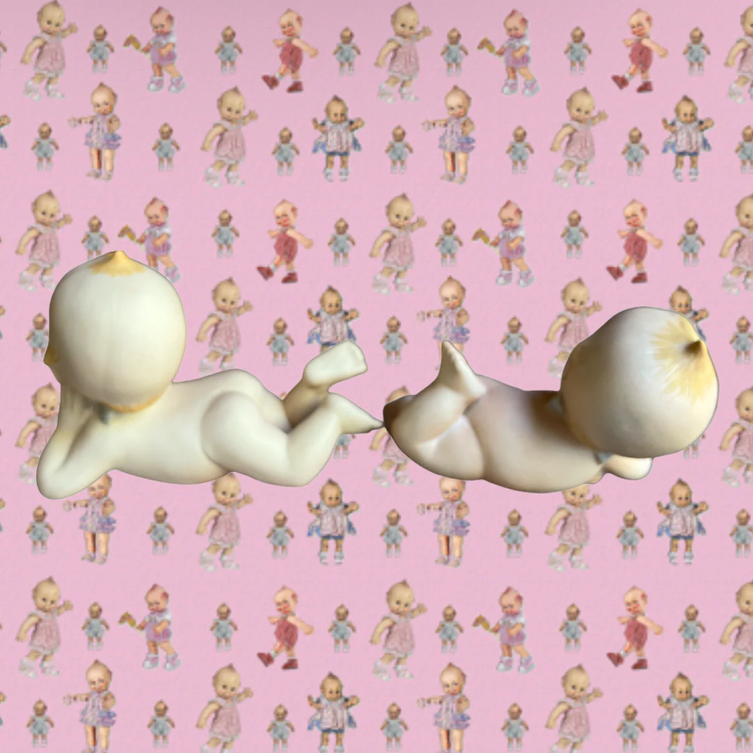50s Bisque Ceramic Kewpie Doll Statues Decor Set Of 2 By Lefton - Image 4