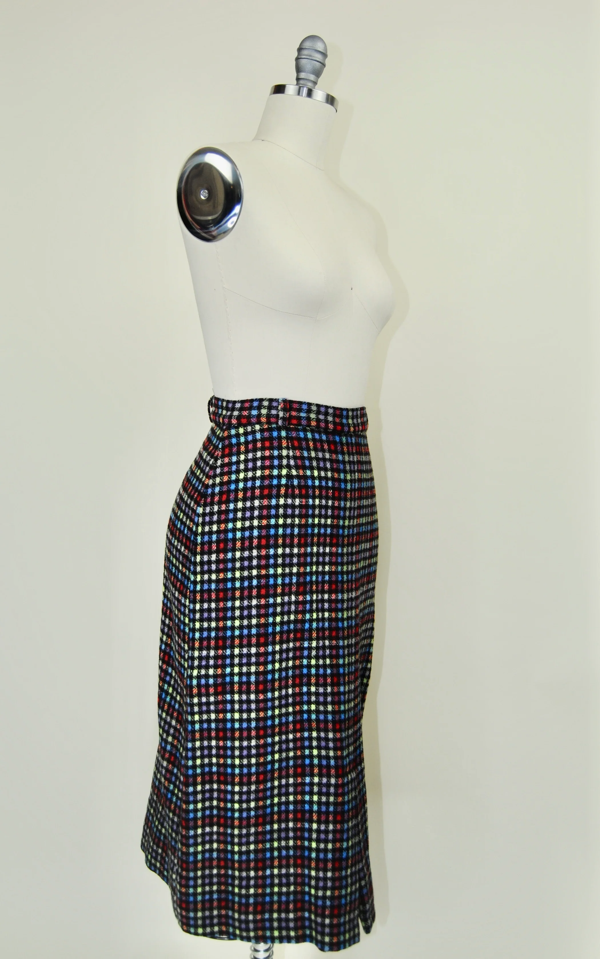 50s Black And Multi-colored Wool Pencil Skirt By Sid Harris - Image 12