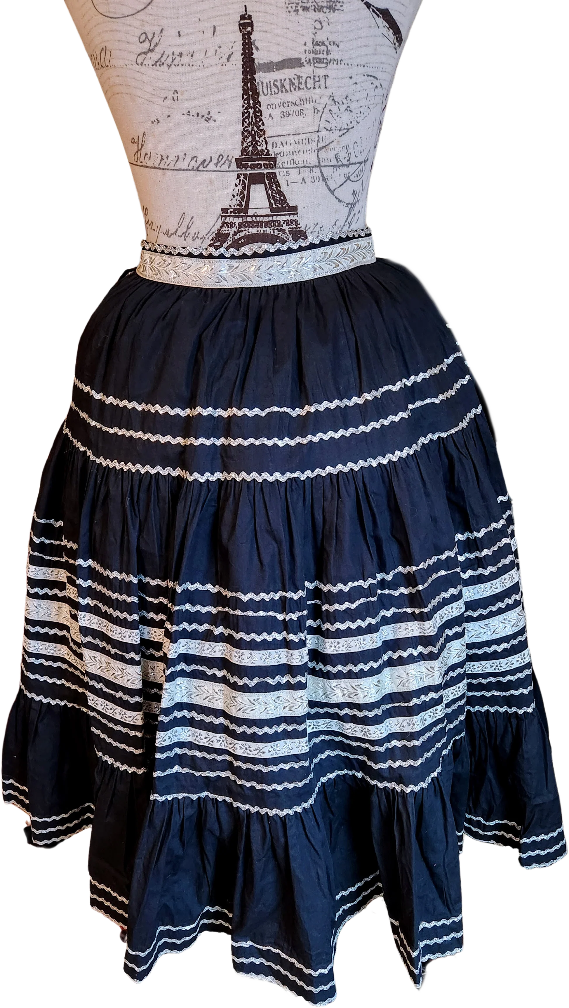 50s Black And Silver Cotton Patio Skirt - Image 2