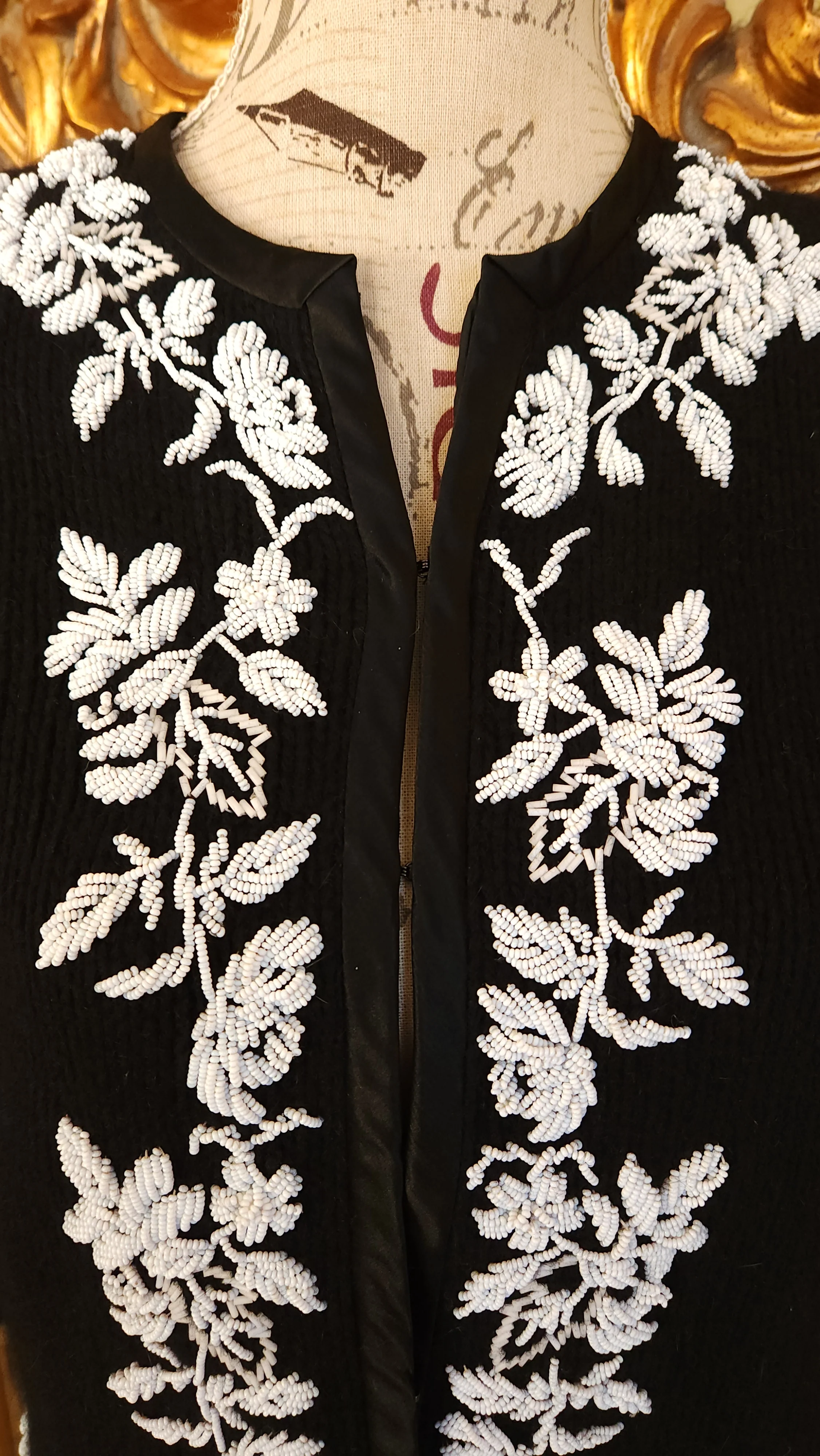 50s Black And White Beaded Angora Cardigan Sweater By Robinson's - Image 5