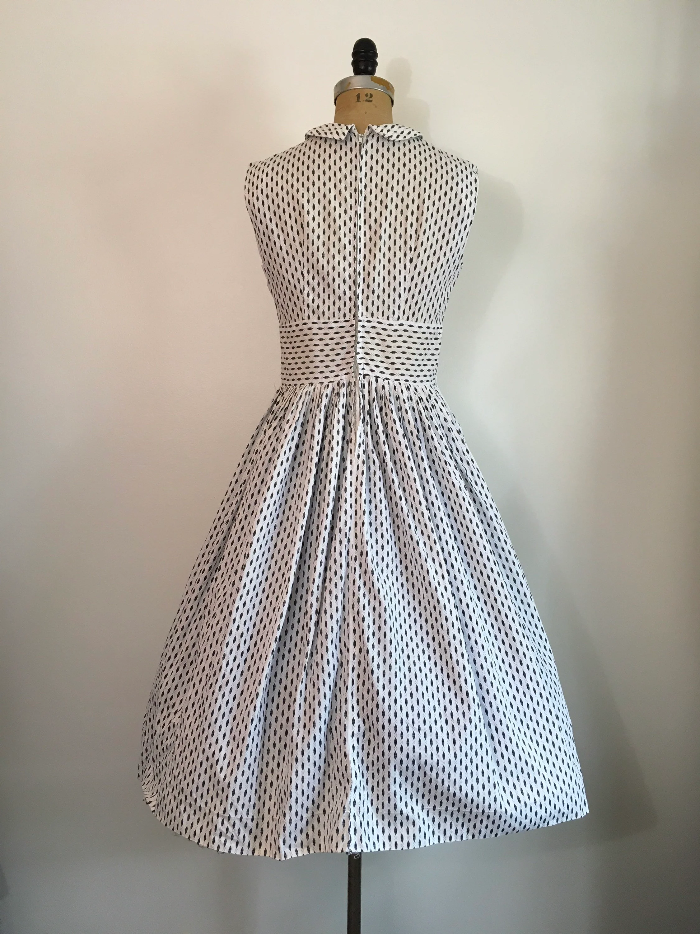 50's Black And White Cotton Summer Sundress - Image 2
