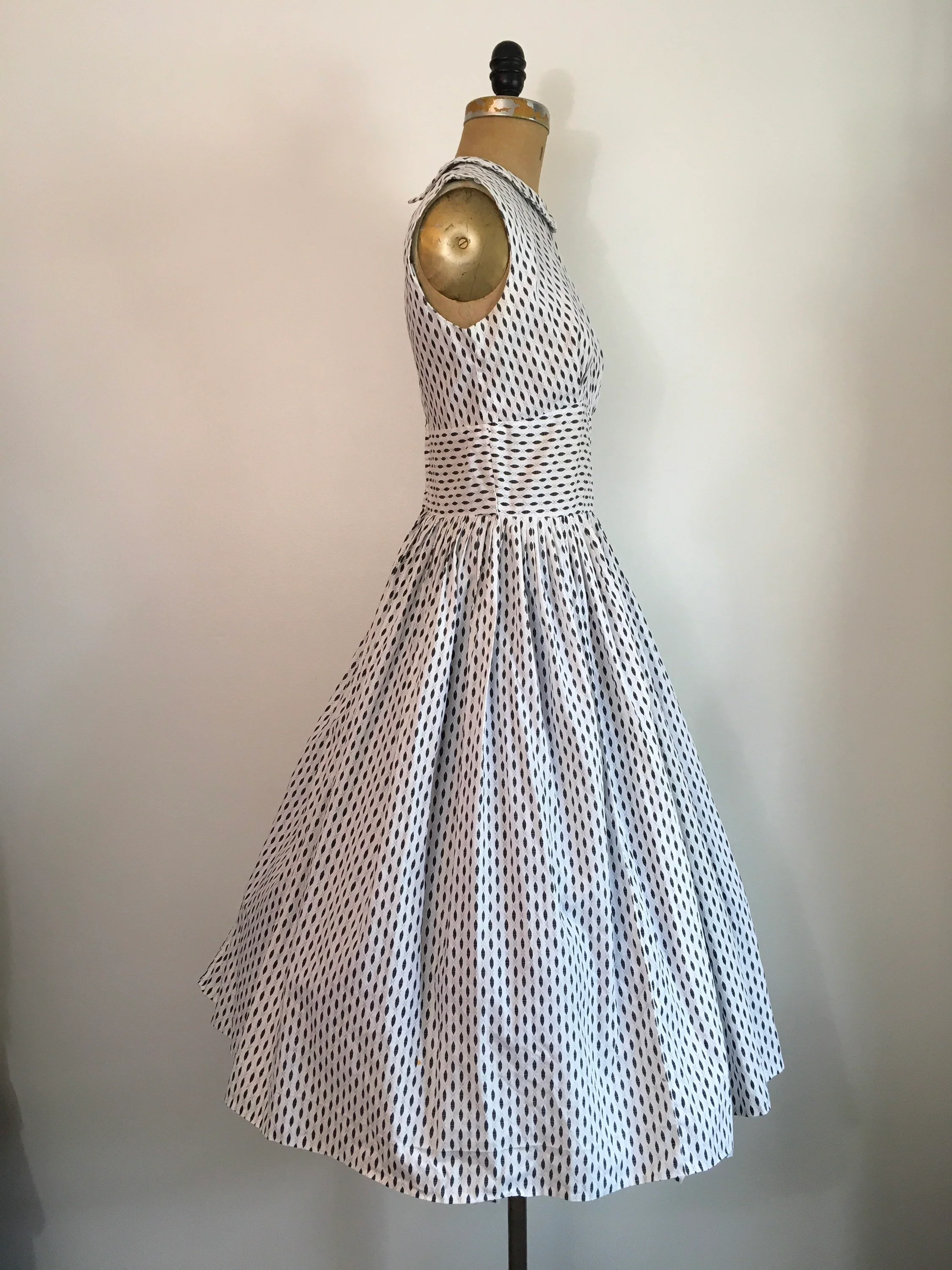 50's Black And White Cotton Summer Sundress - Image 3