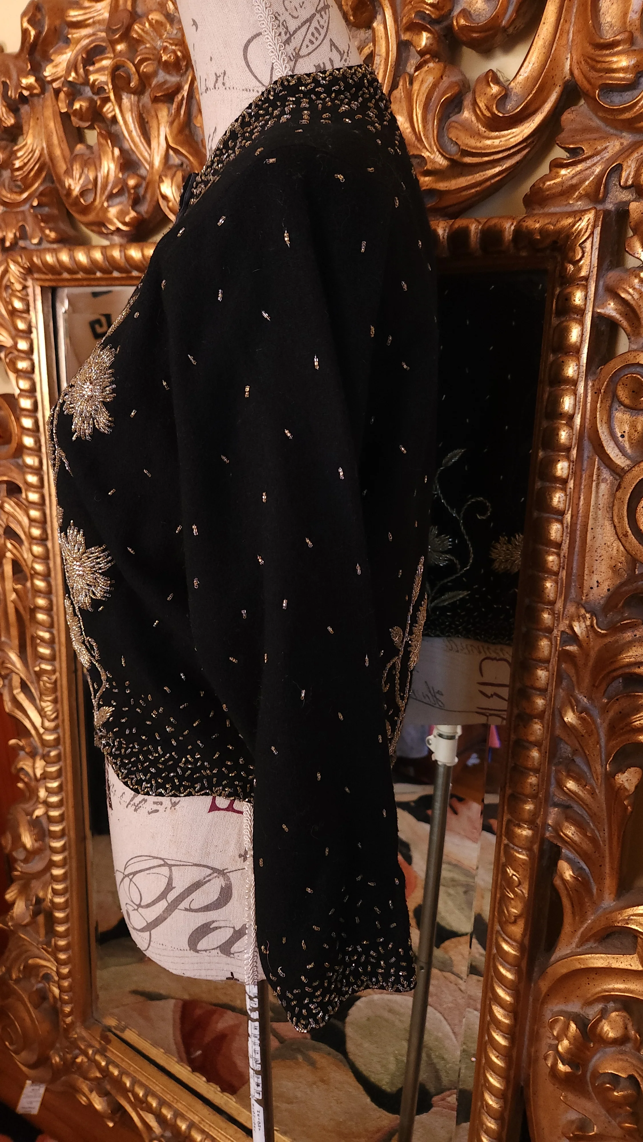 50s Black Angora Elaborately Beaded Cardigan Sweater By Miss Boutique - Image 3