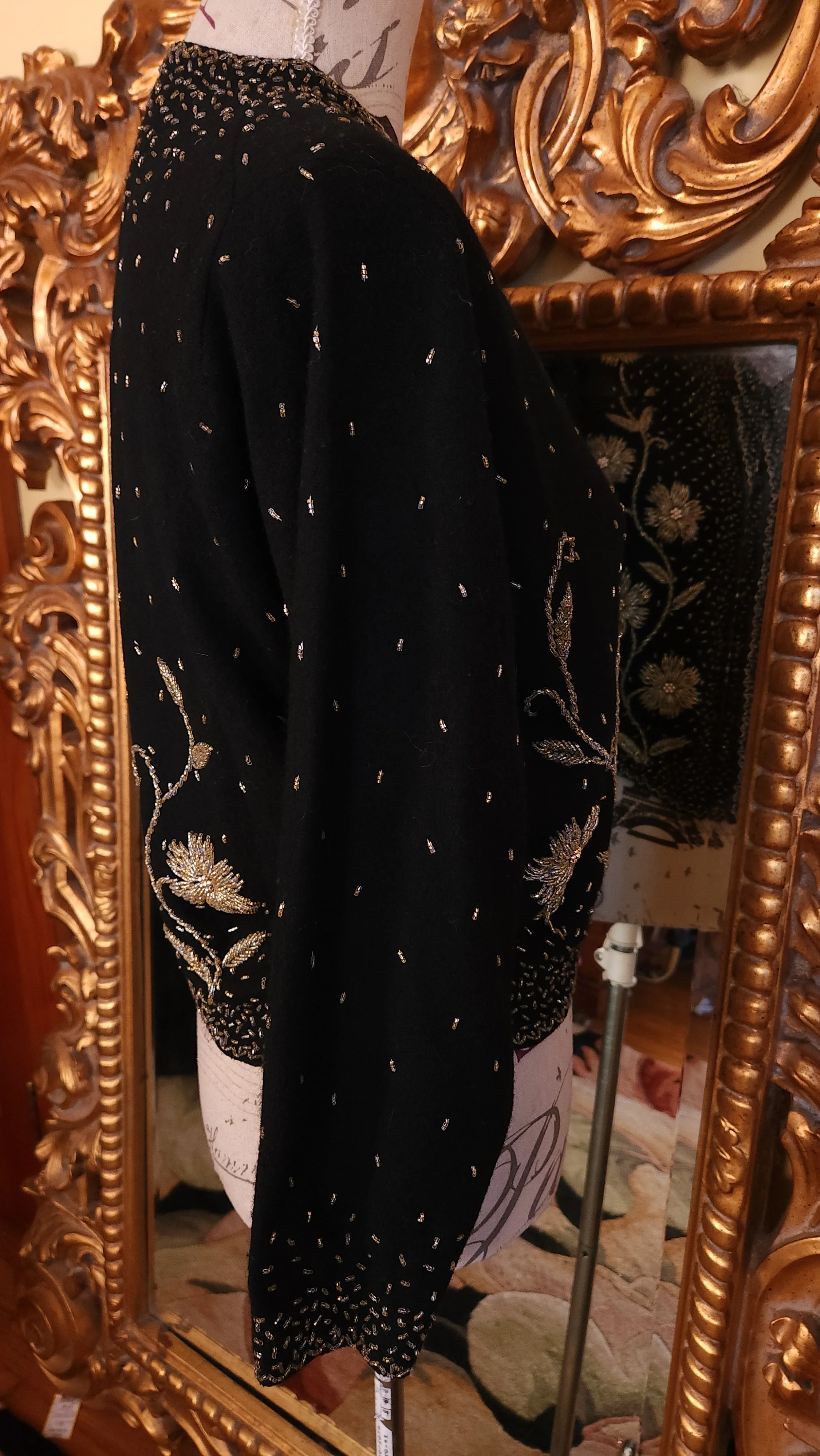 50s Black Angora Elaborately Beaded Cardigan Sweater By Miss Boutique - Image 4