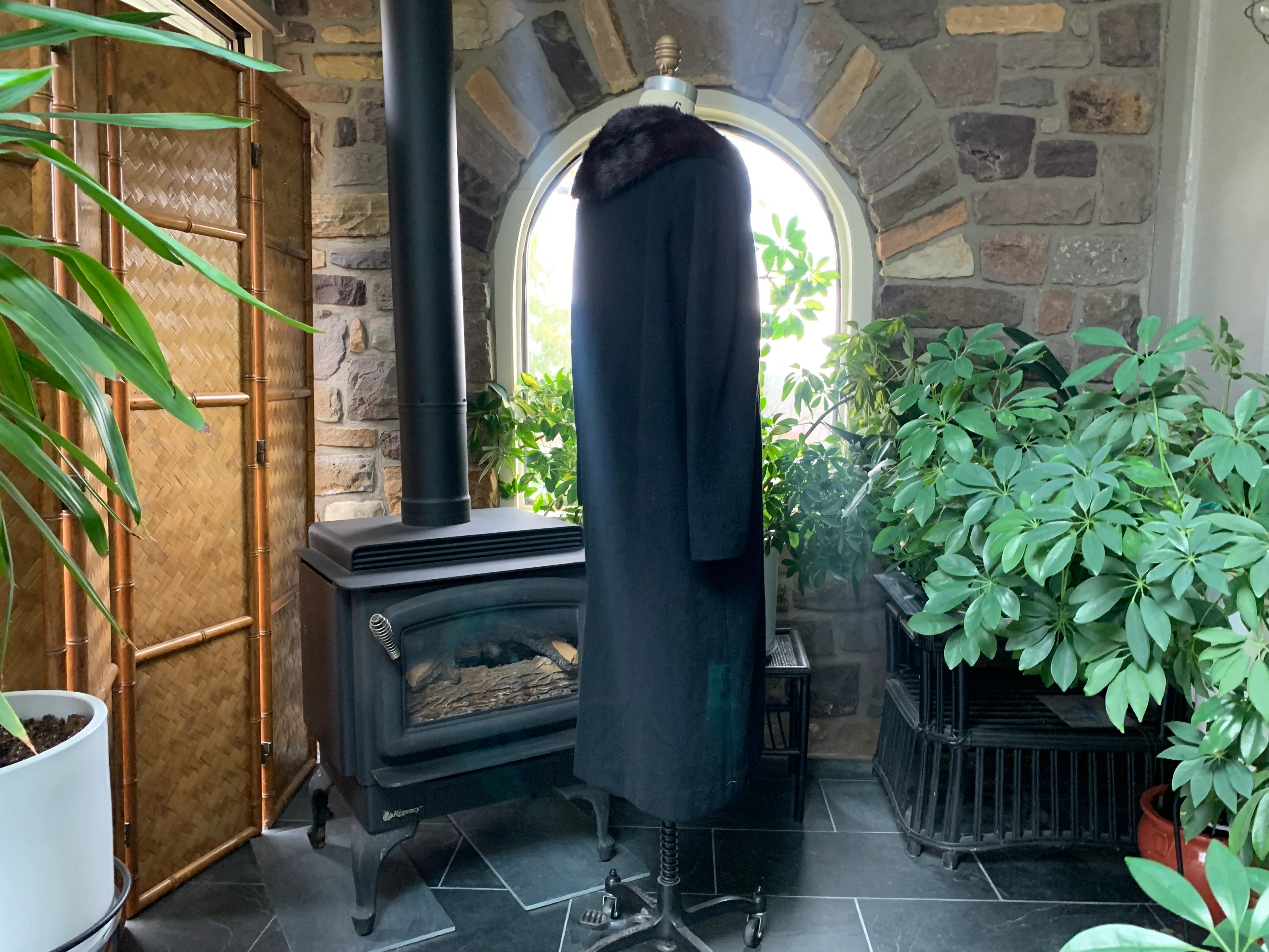 50s Black Cashmere Coat With Brown Mink Collar by Ballerina Gimbels - Image 7