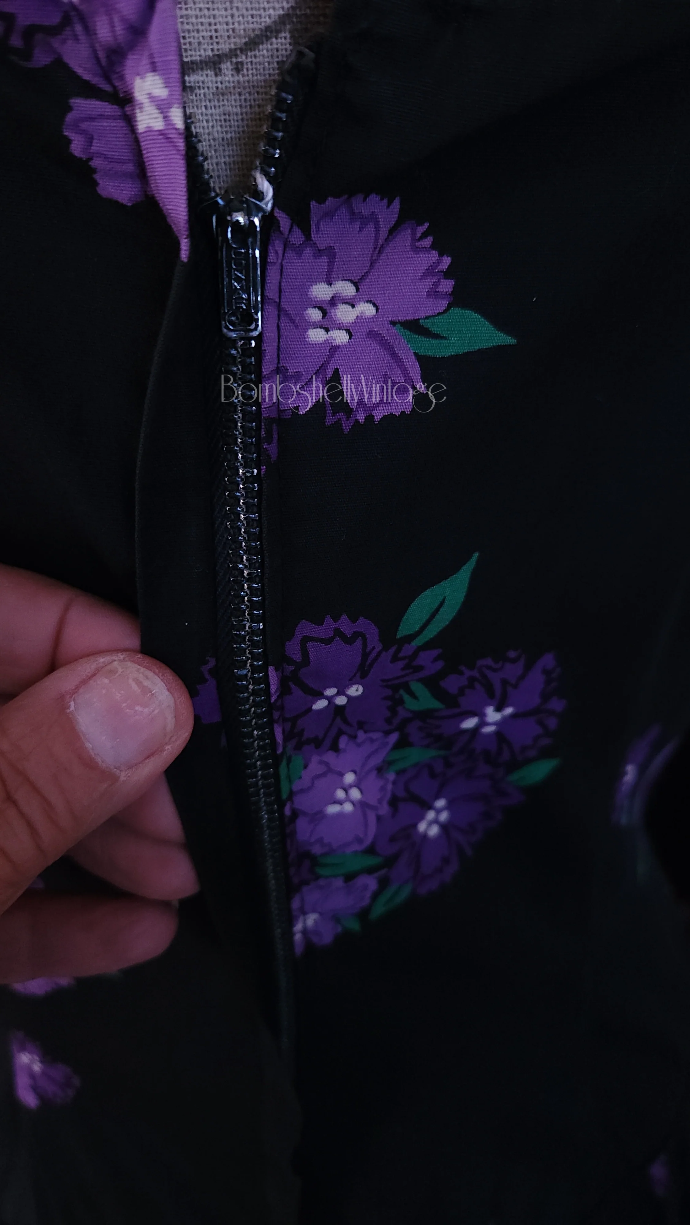 50s Black Cotton Floral Drop Waist Fit And Flare Dress By Jerry Gilden Spectator - Image 5