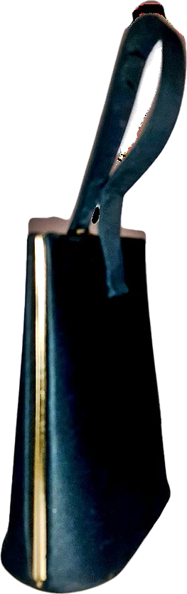 50s Black Fabric Tall Slim Handbag Top Handle Bow - Image 2