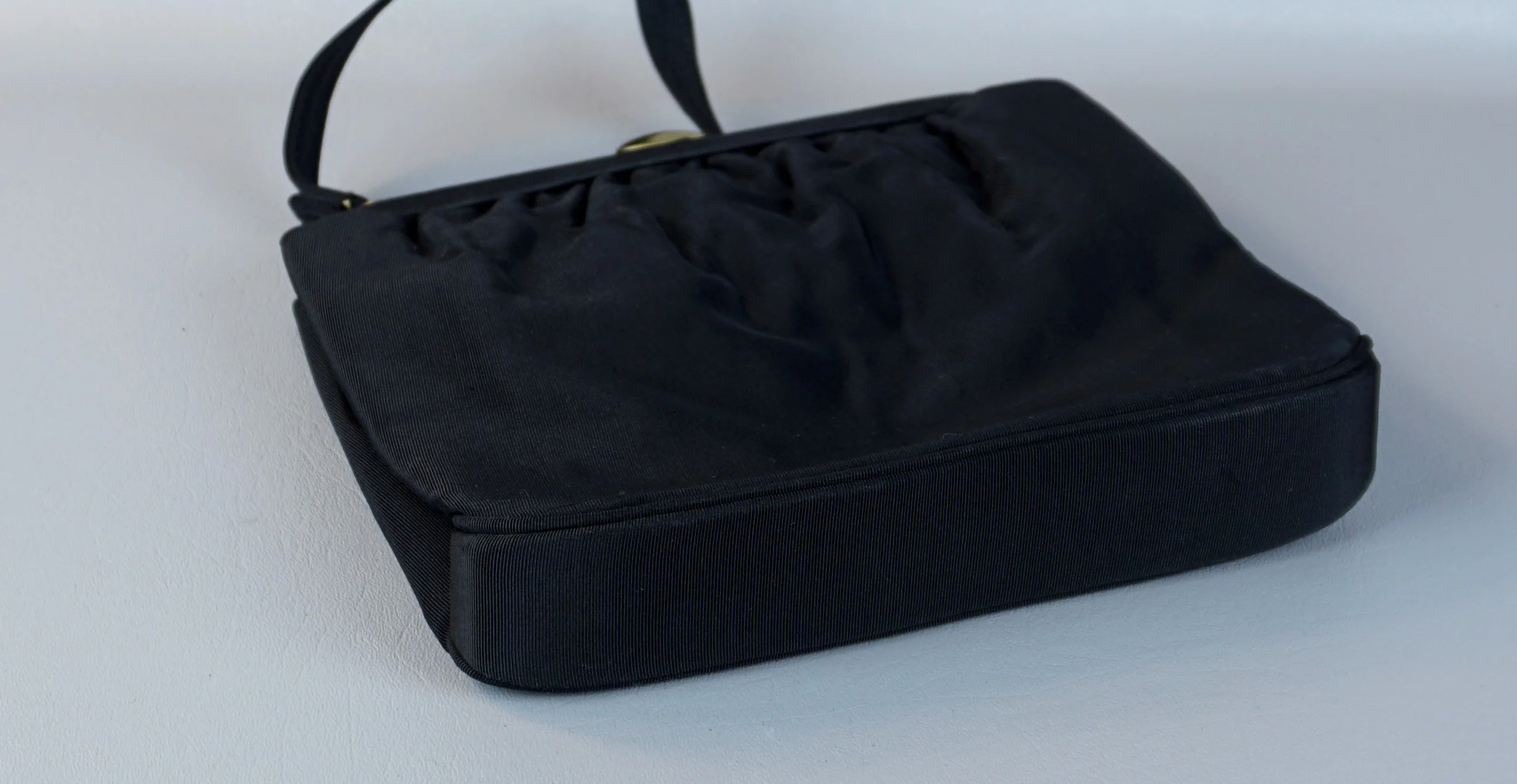 50s Black Faille Handbag With Double Sides By L & M - Image 7