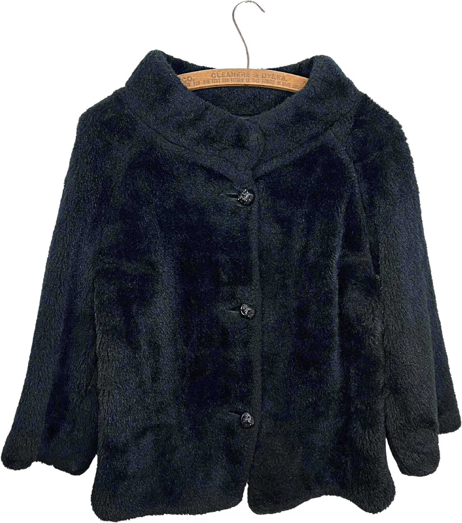50s Black Faux Fur Fuzzy Crop Jacket By Styled by Winter