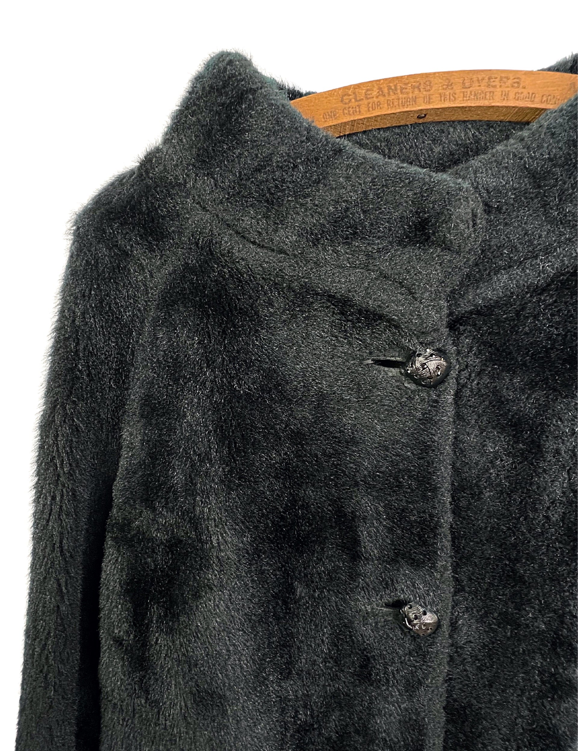 50s Black Faux Fur Fuzzy Crop Jacket By Styled by Winter - Image 4