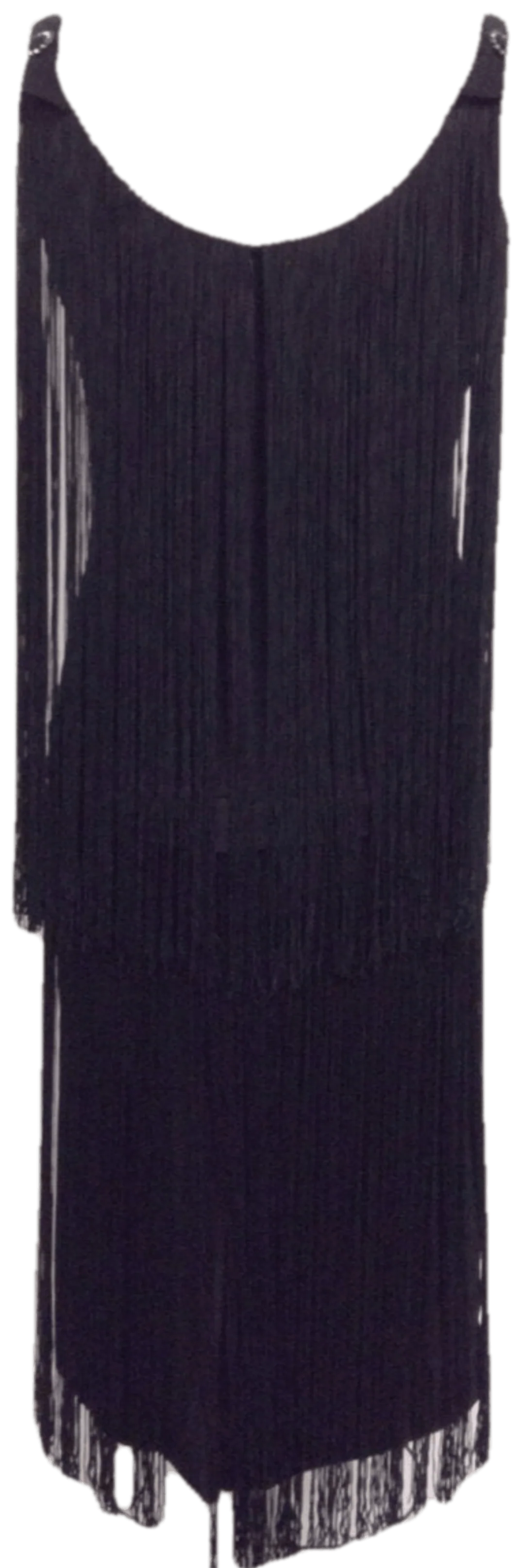 50's Black Fringe Dress with Rhinestone Details by Sydney North - Image 2