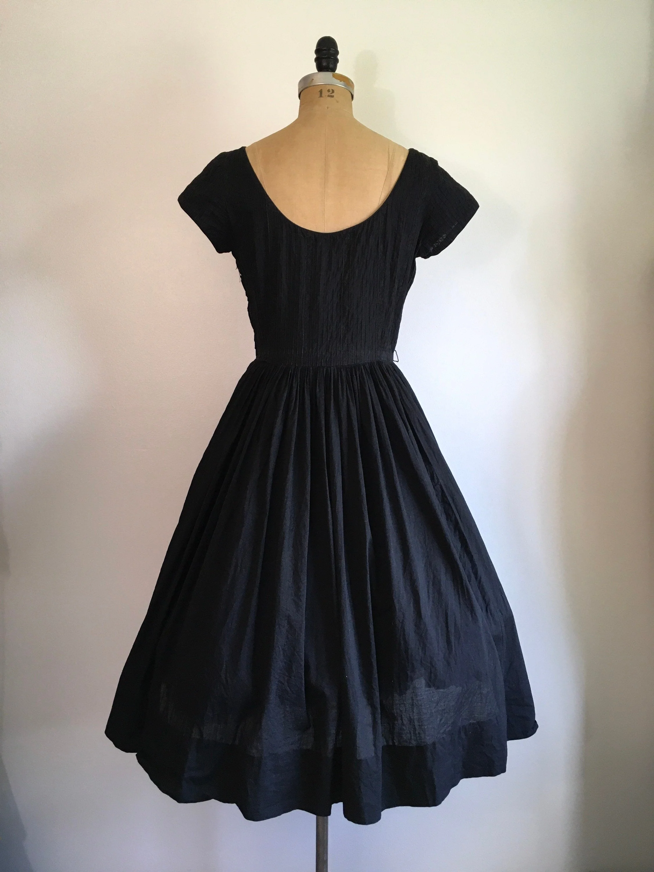 50's Black Lace Pin Tuck Dress by Jerry Gilden - Image 2