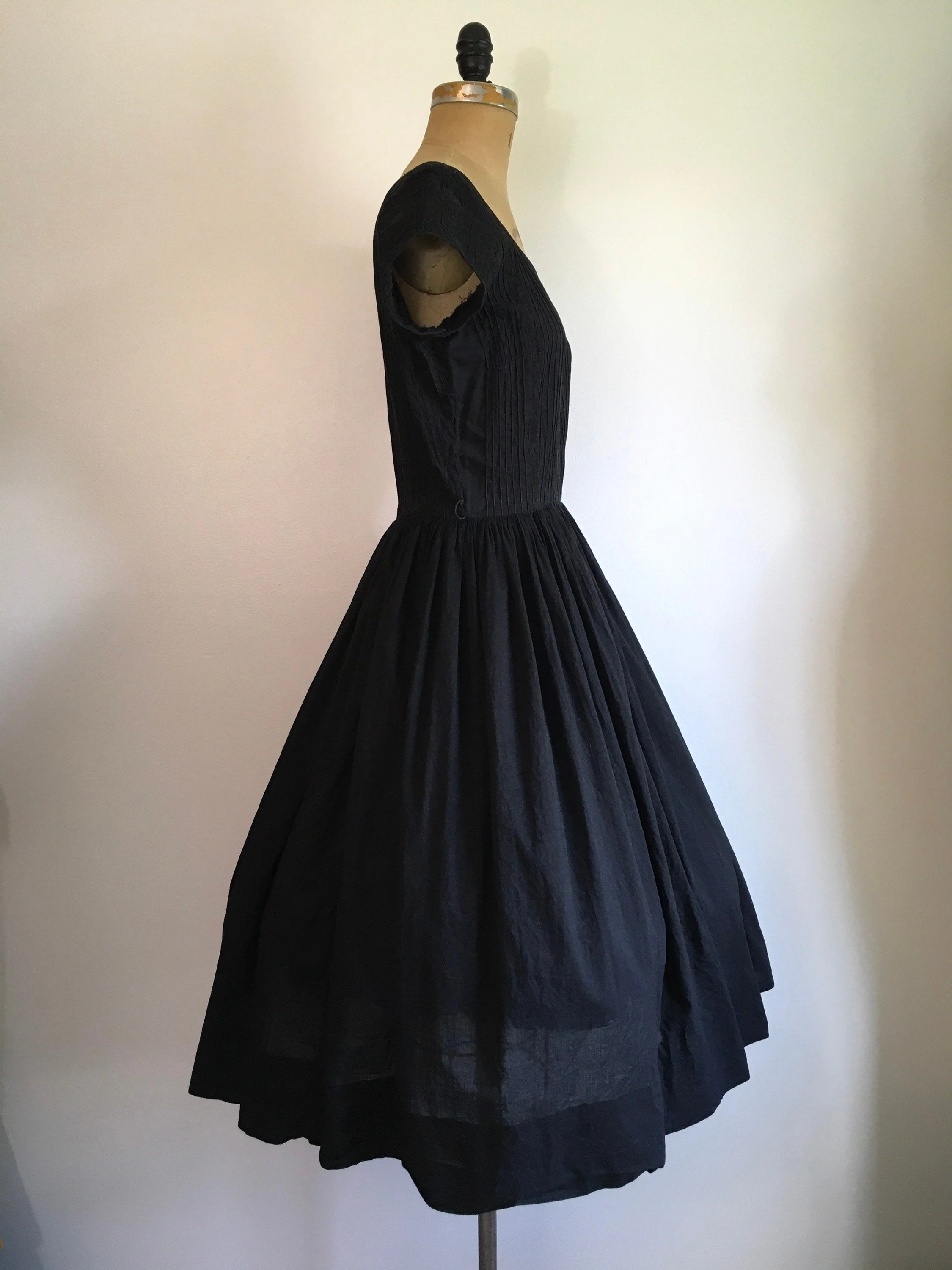 50's Black Lace Pin Tuck Dress by Jerry Gilden - Image 3