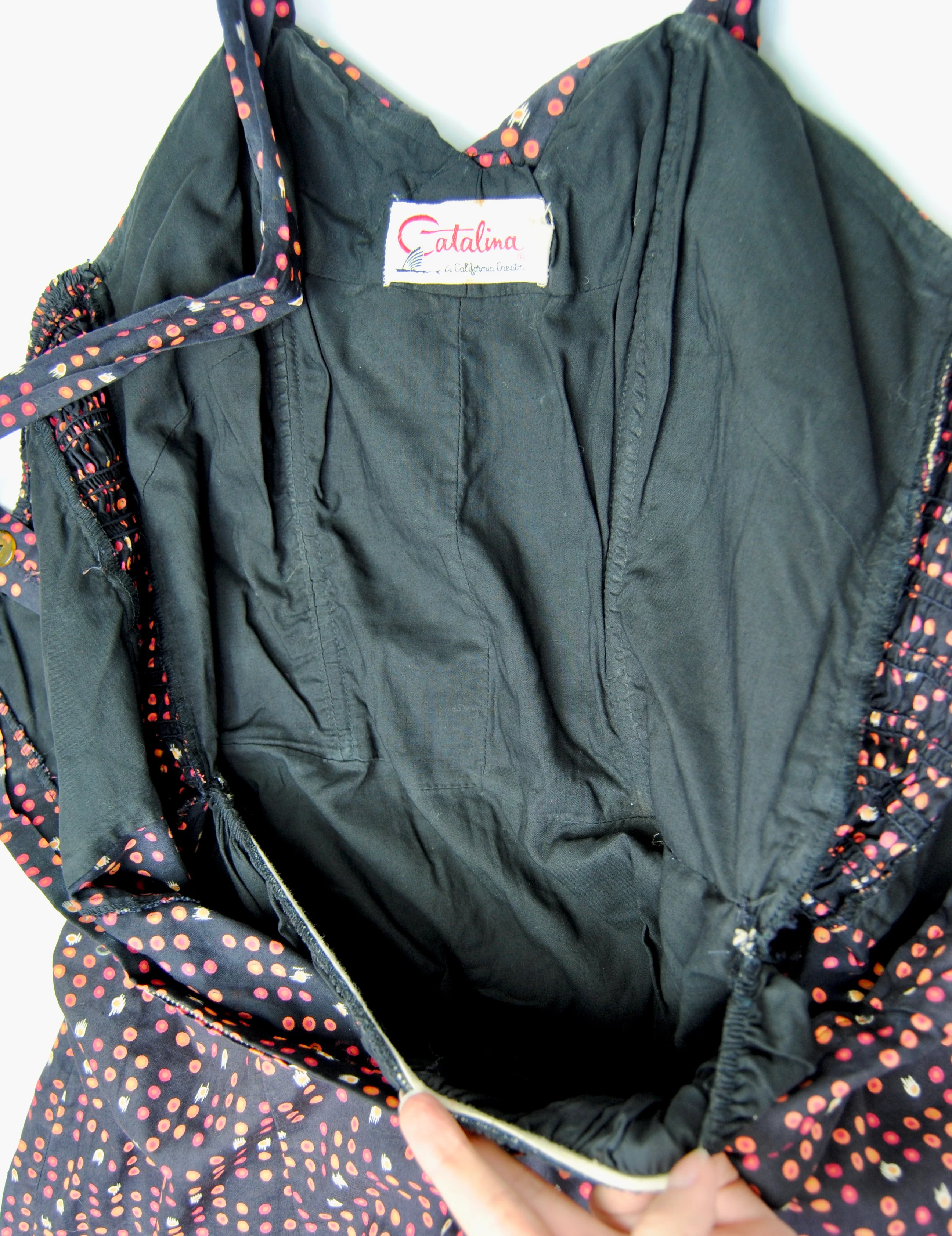 50s Black Patterned Cotton Swim Suit By Catalina - Image 14