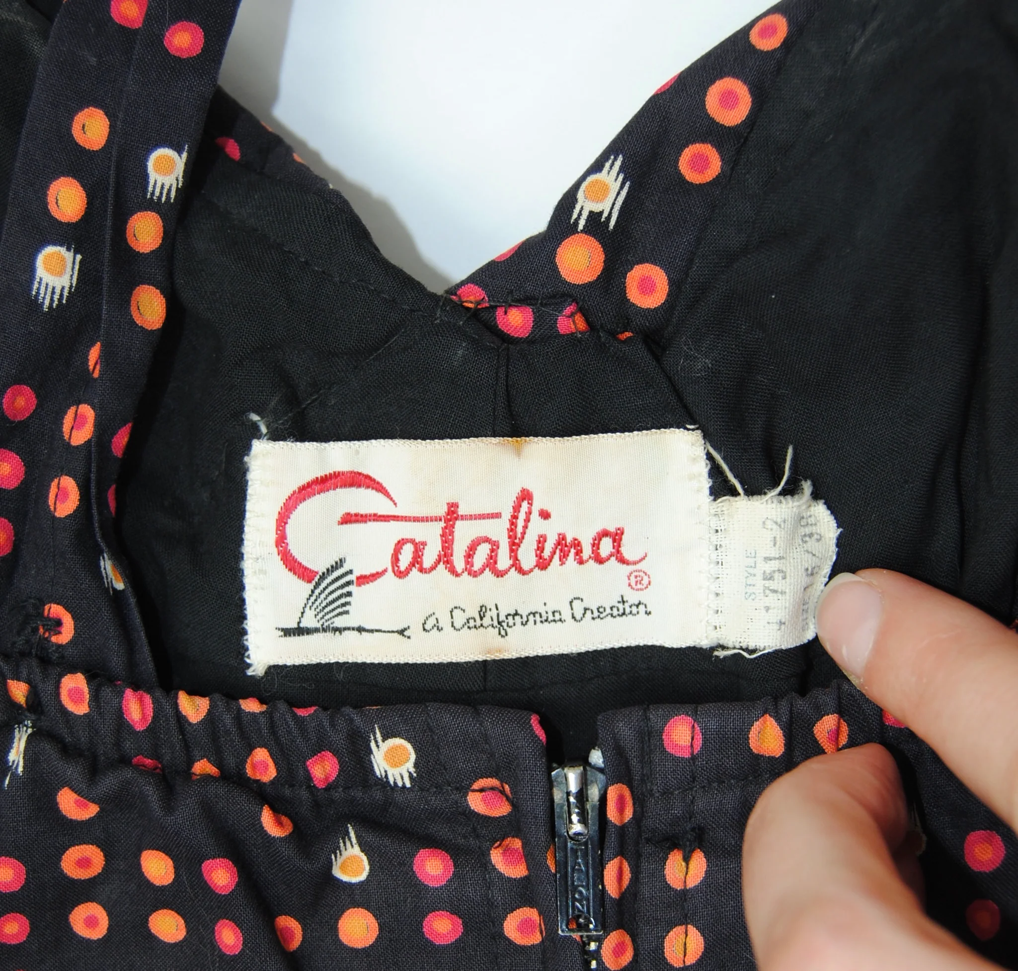 50s Black Patterned Cotton Swim Suit By Catalina - Image 15
