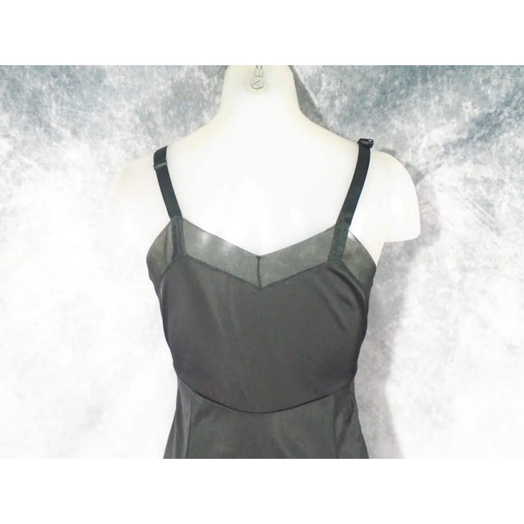 50s Black Slip- Pin Up Lingerie- Chiffon Trim- Cajole By Wonder Maid - Image 7