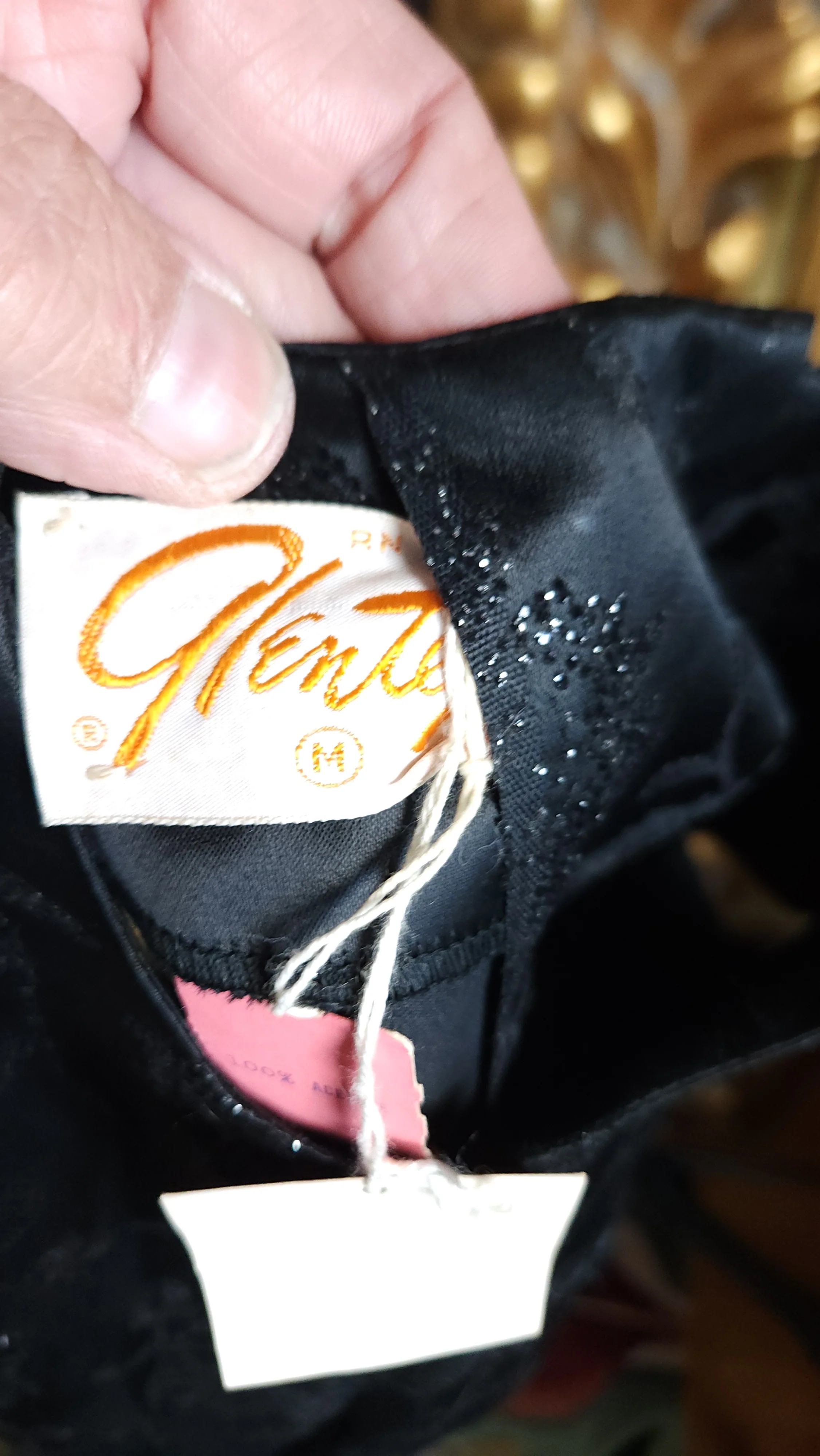 50s Black Sparkling Acetate Button Back Top By Glentex - Image 10