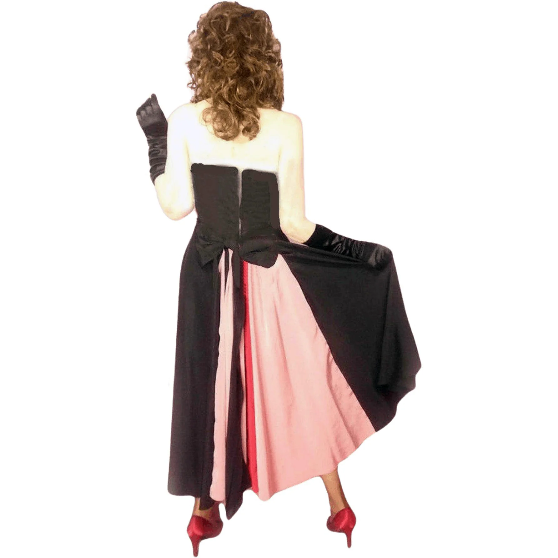50s Black Strapless Taffeta Gown Amazing Back Interest By Fred Perlberg - Image 11