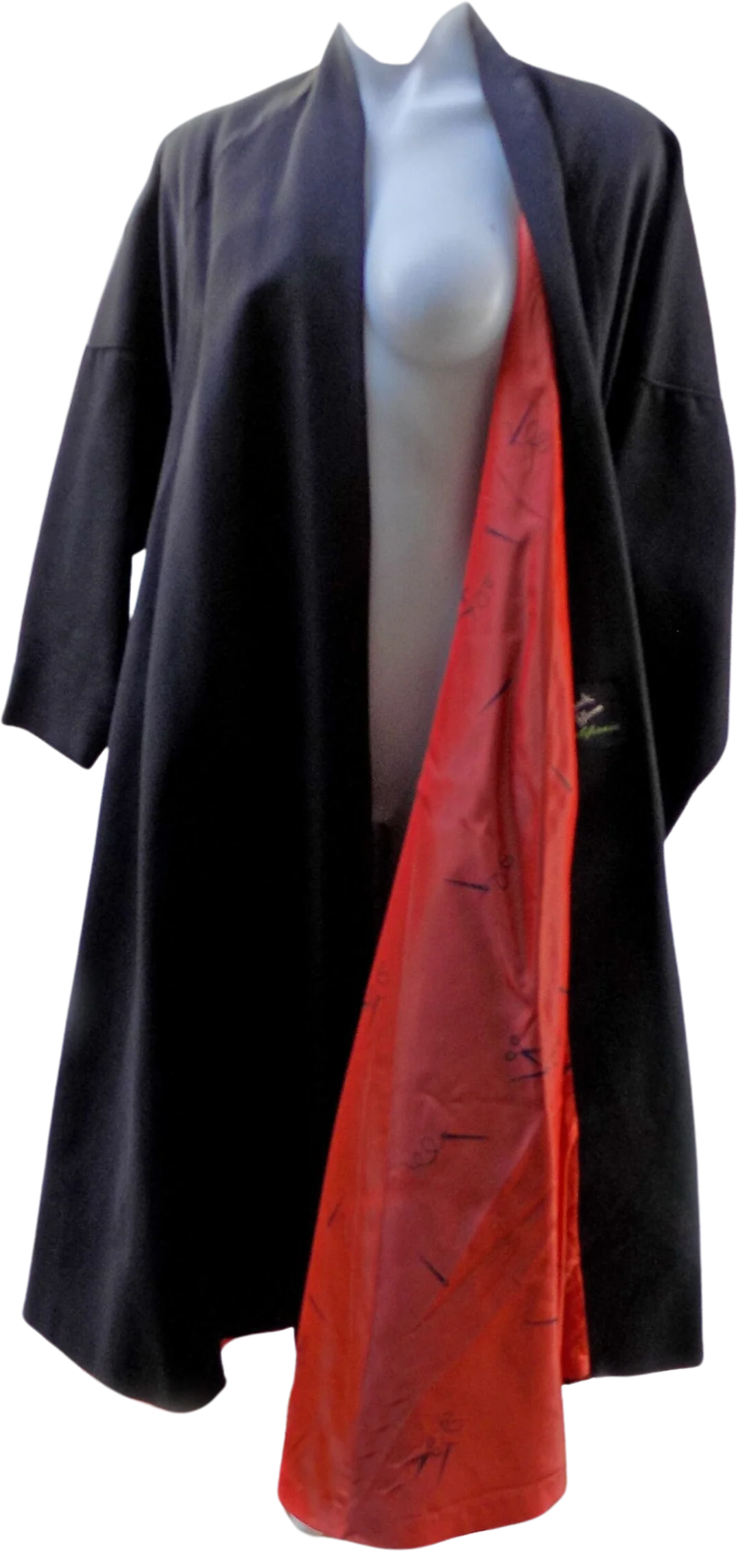 50s Black Swing Coat with Novelty Lining by Jack Bloom of California Sring Fall Twill Rayon M Designer by Jack Bloom Of California