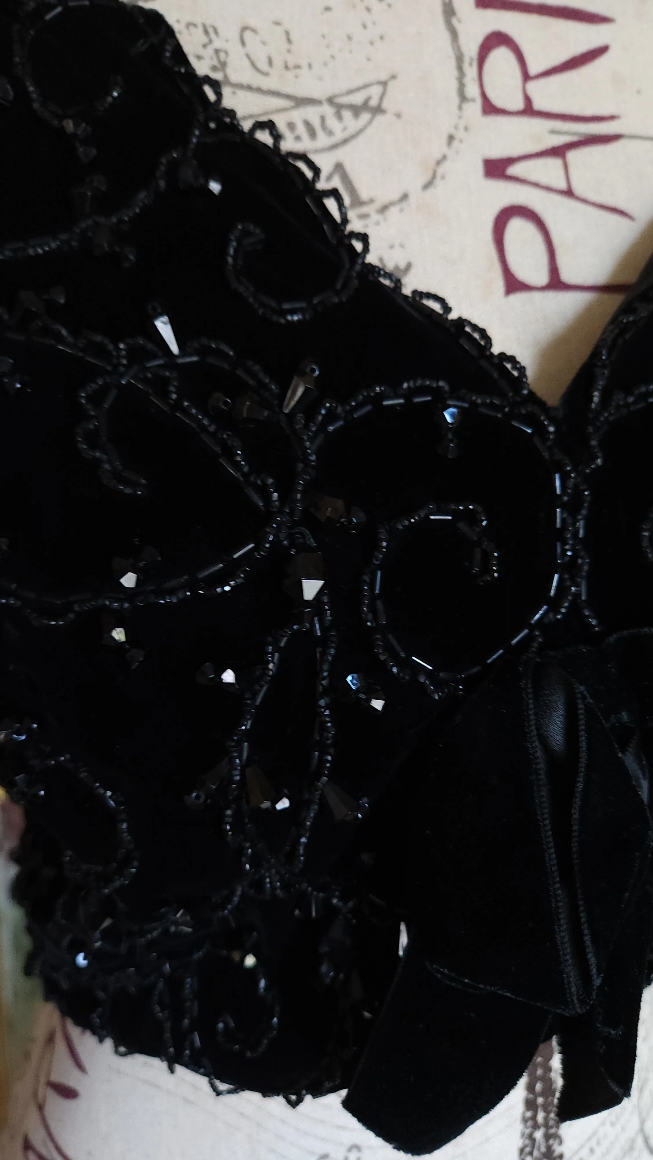 50s Black Velvet Beaded Crop Top By Harry Cooper Beverly Hills - Image 6