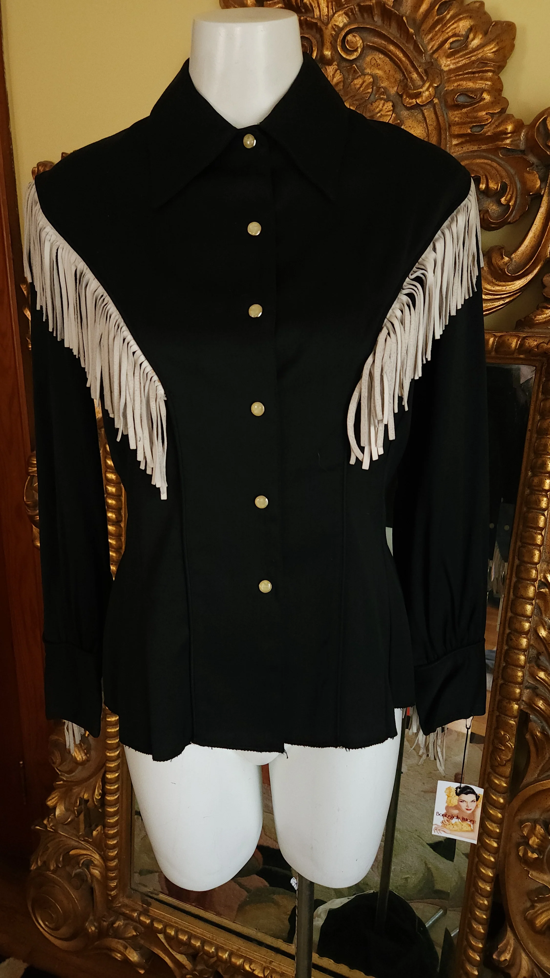 50s Black Western Suit With White Leather Fringe By Ranch-Maid - Image 7