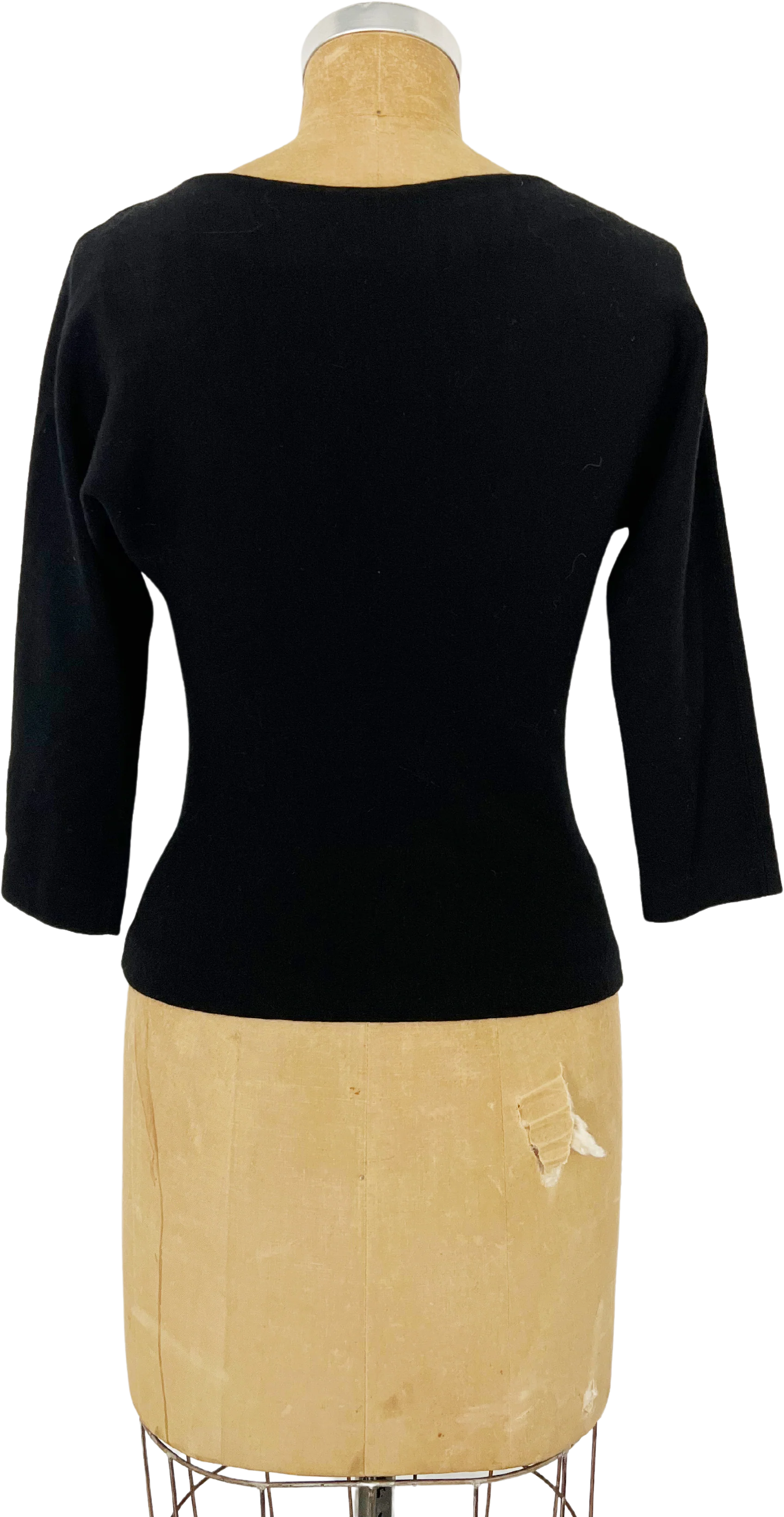 50s Black Wool Boatneck Sweater By Countess Ebba Von Eckermann - Image 2