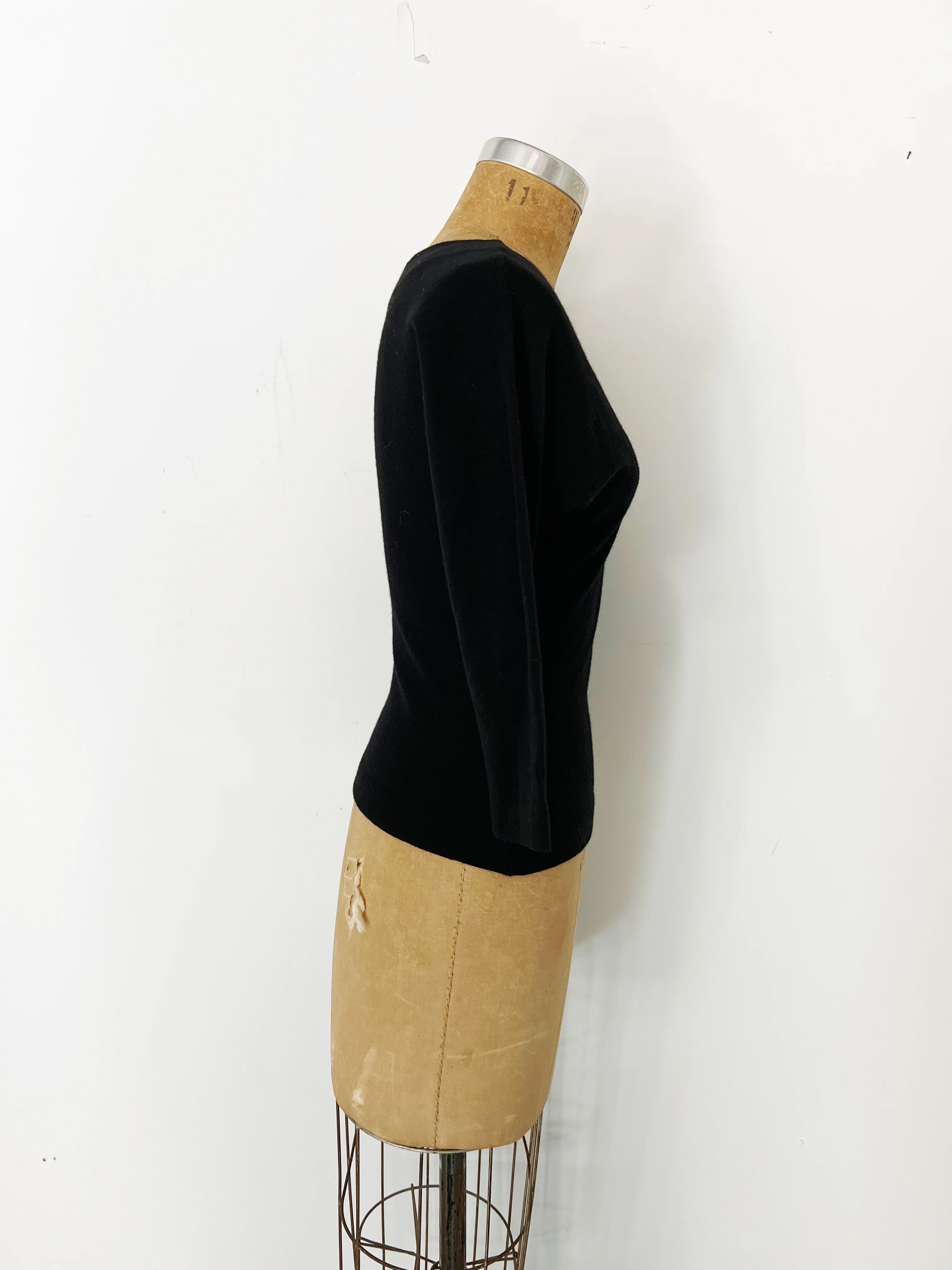 50s Black Wool Boatneck Sweater By Countess Ebba Von Eckermann - Image 4