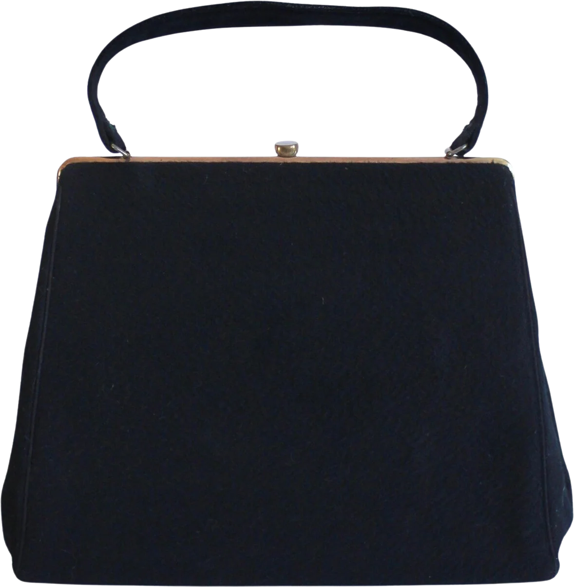 50s Black Wool Handbag Pocketbook Classic Kelly Bag