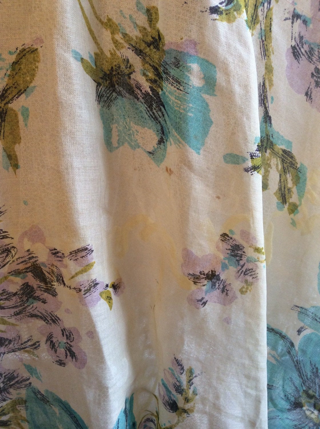 50's Blue and White Floral Strapless Party Dress - Image 4
