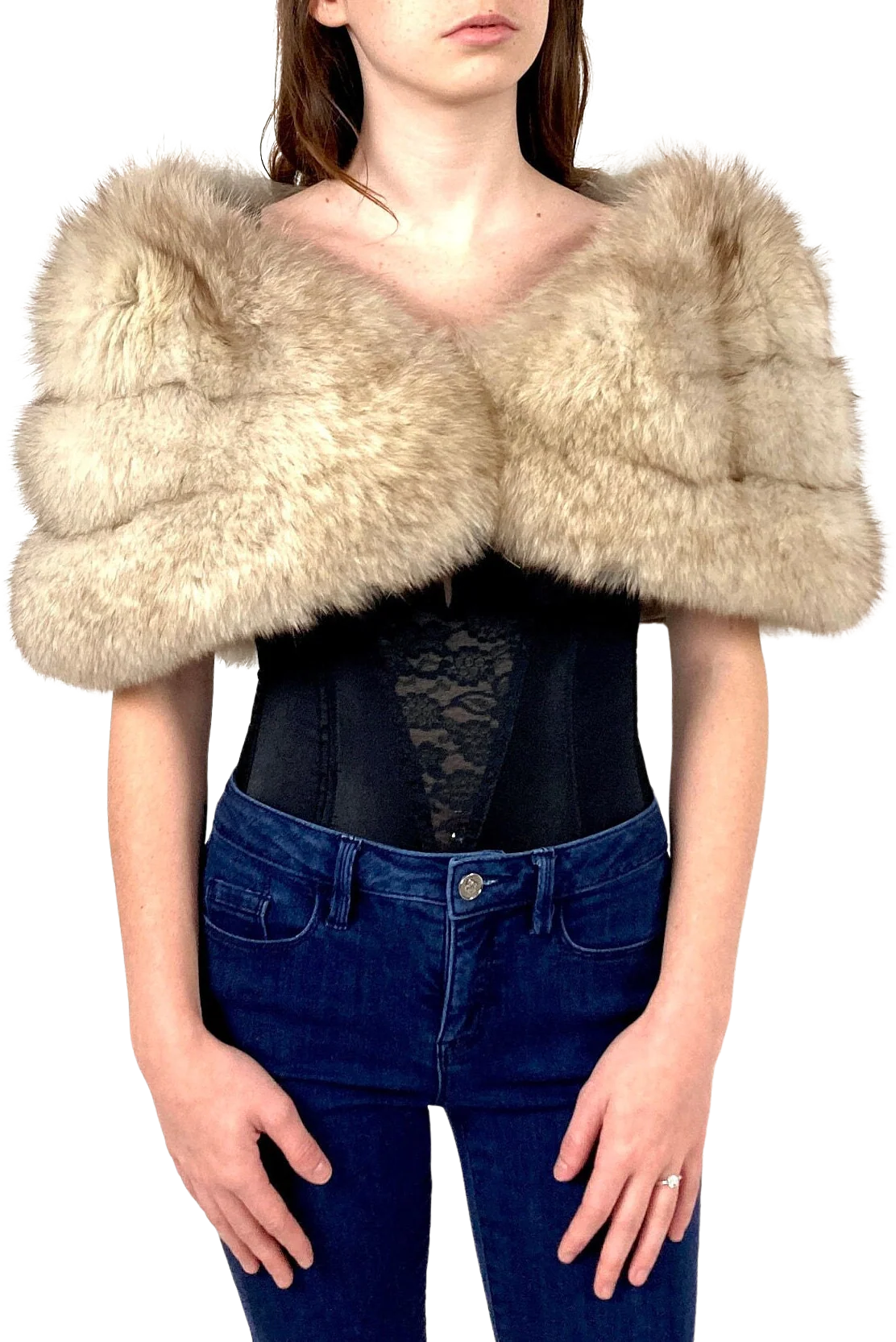 50s Blue Fox Fur Cape Artic Oversized Fox Fur Stole Plush Glam Wrap Jacket Striped Rocker Vintage Dress Fur Wedding Stroller
