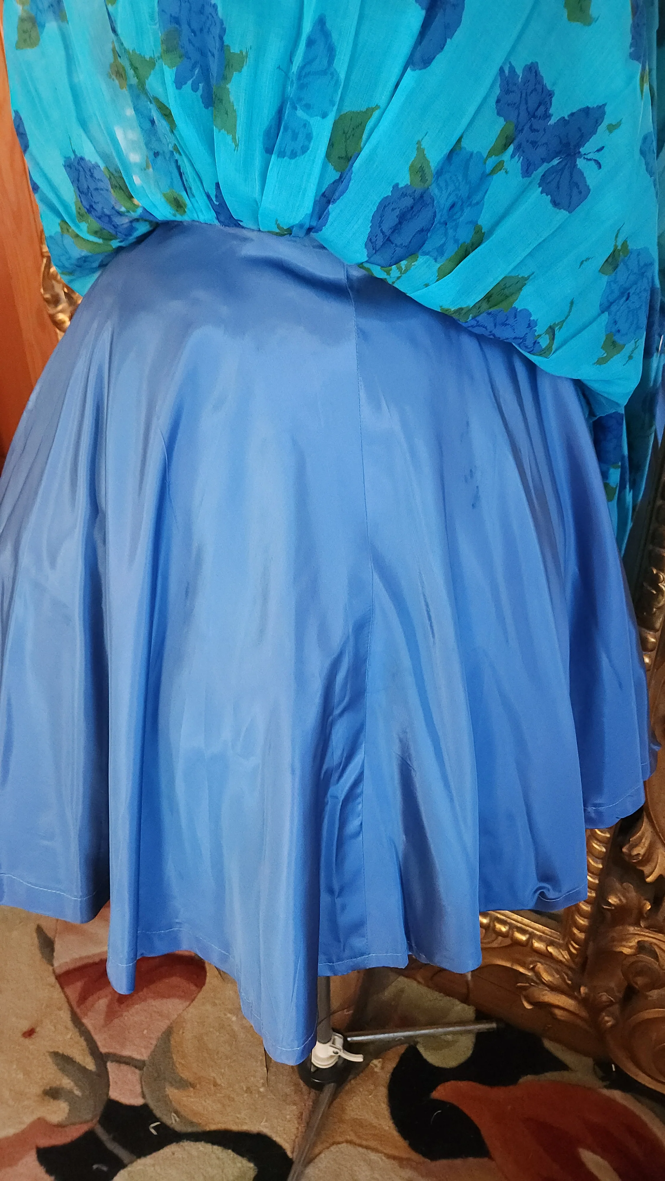 50s Blue Hydrangea And Butterfly Print Dress By Junior House - Image 7