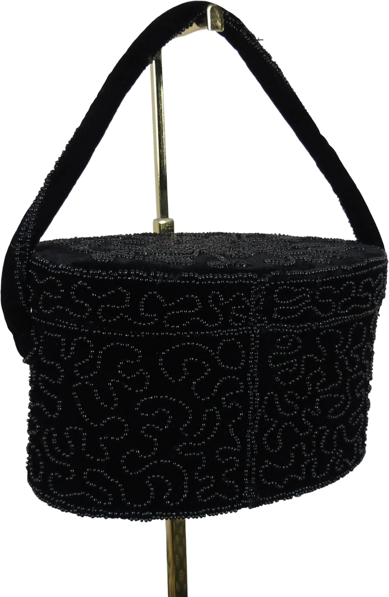 50s Box Purse Velvet Beaded Cocktail Evening Handbag By Delill - Image 2