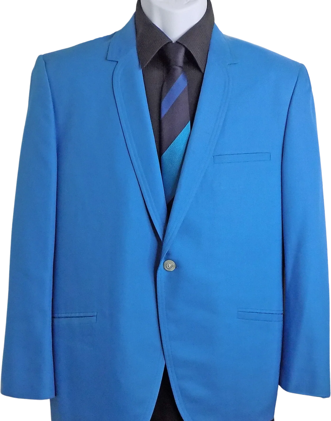 50s Bright Blue Thin Lapel Dinner Jacket Suit Jacket Blazer Sport Coat Rockabilly Atomic Mcm Carat California
