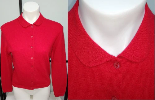 50s Bright Red Cashmere Cardigan Sweater Top Scotland By Braemar - Image 4