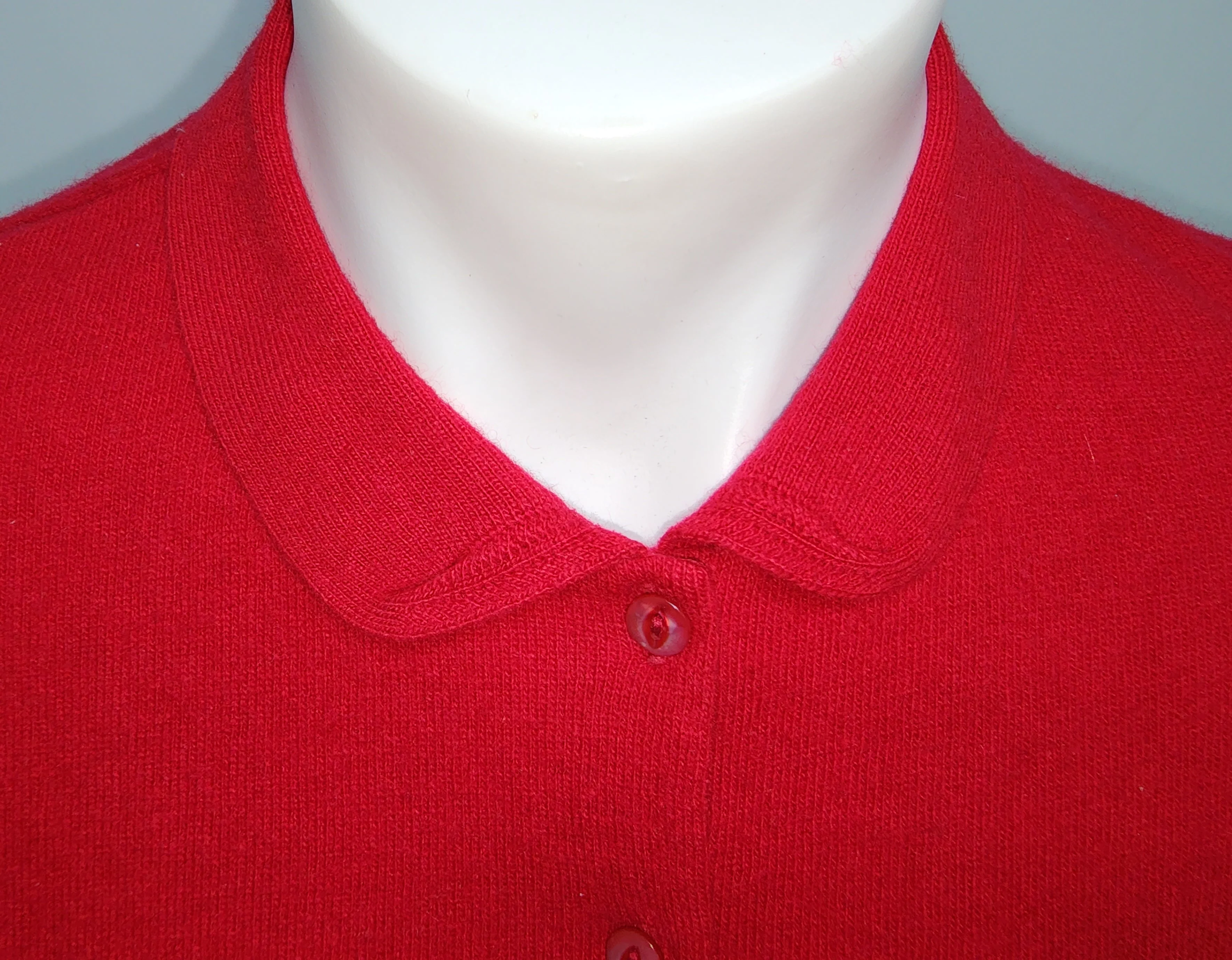 50s Bright Red Cashmere Cardigan Sweater Top Scotland By Braemar - Image 7